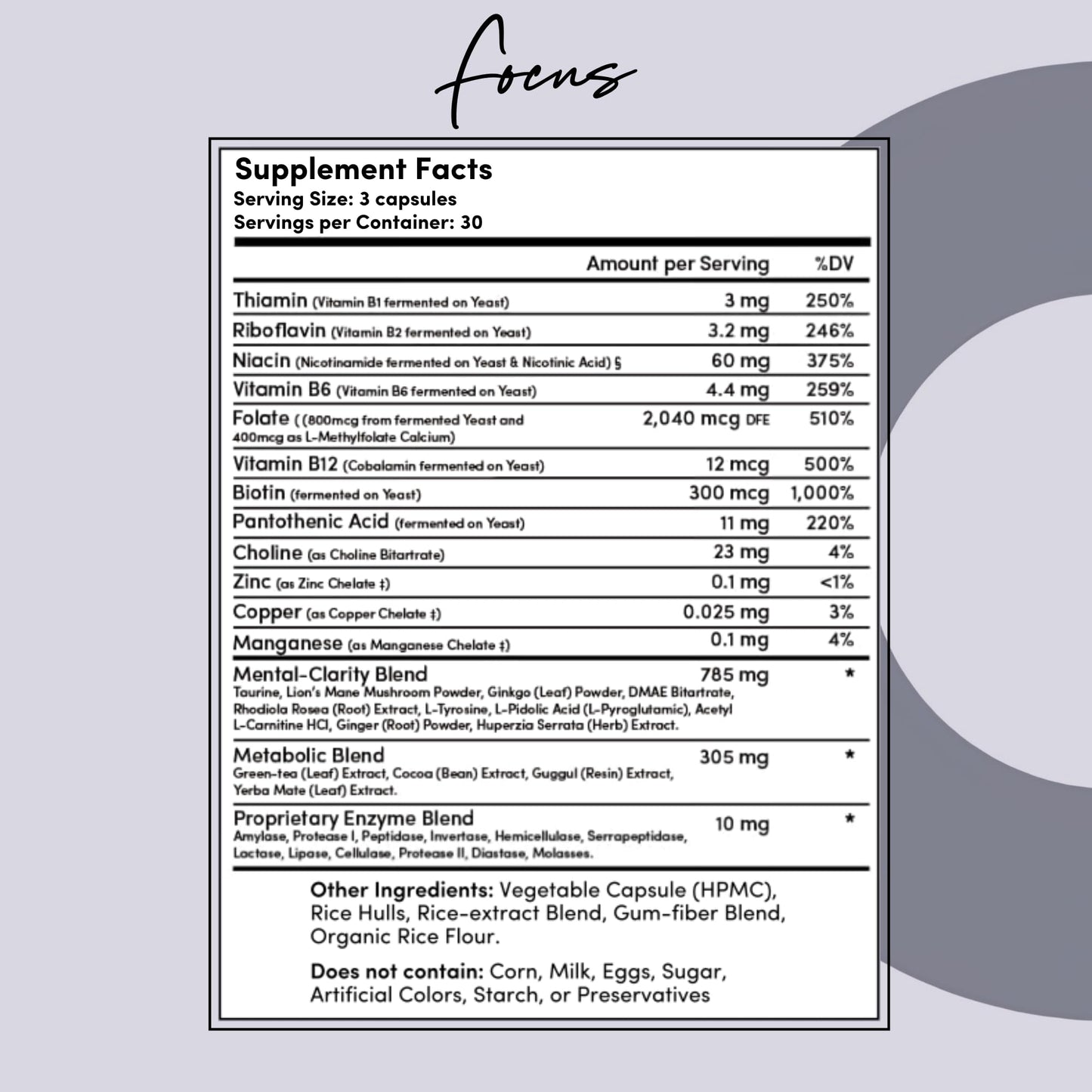 Tranont Focus Vitamin B Complex Capsules, 90 Count