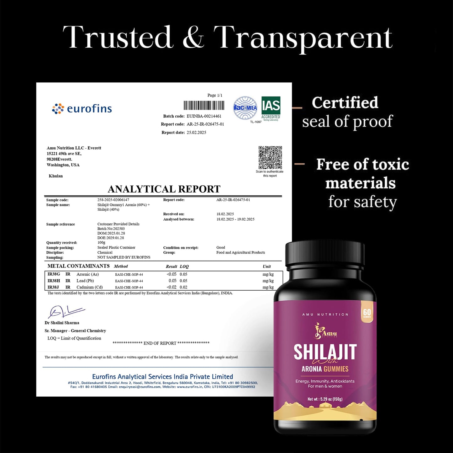 AMU NUTRITION Shilajit Gummies, 60 Count