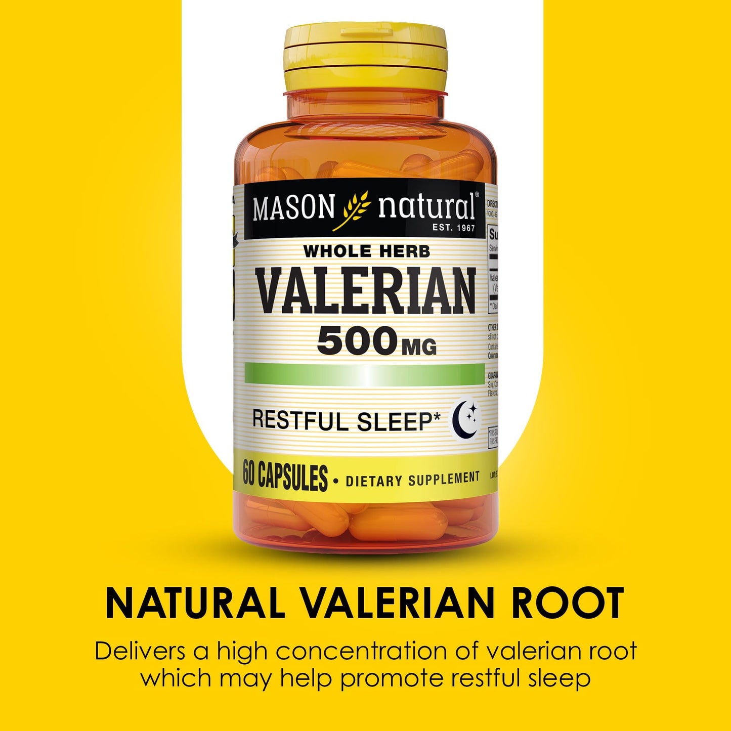 Mason Natural Valerian Root 500 mg Capsules, 180 Count