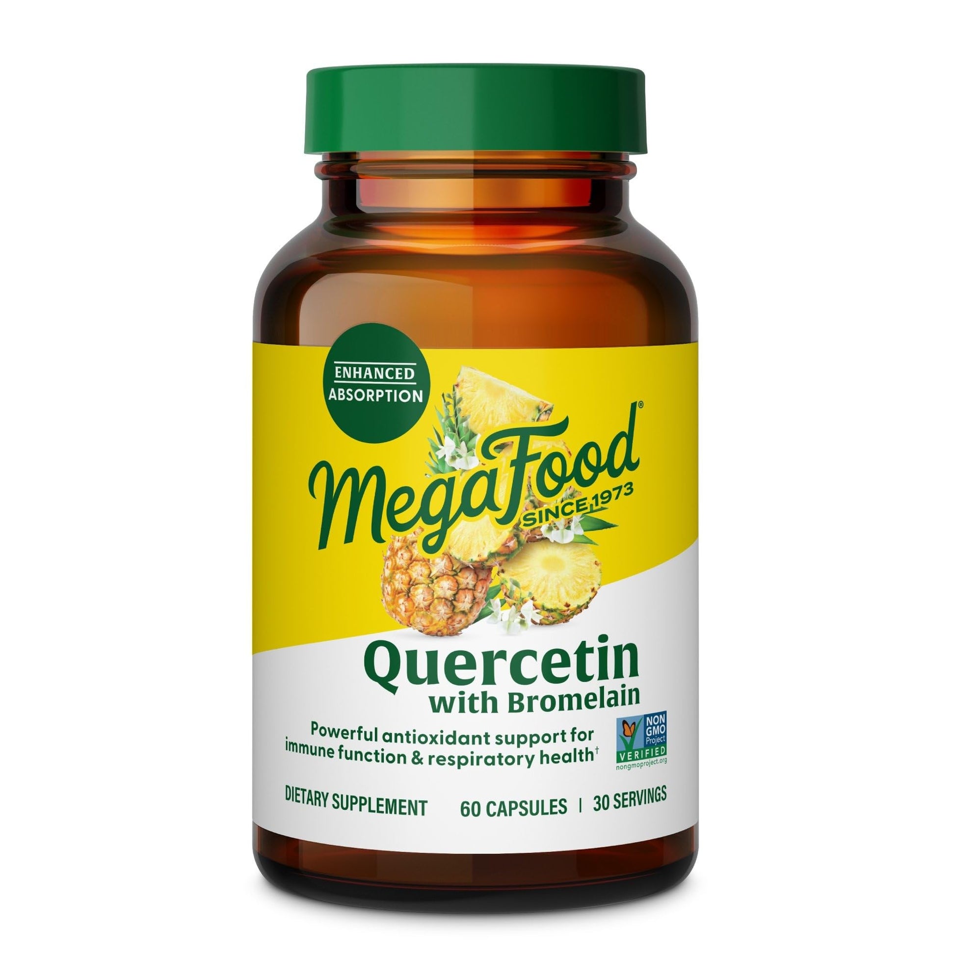 MegaFood Quercetin 500mg with Bromelain Capsules, 60 Count
