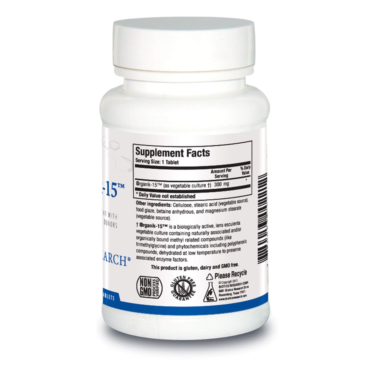 BIOTICS RESEARCH Organik 15 Methyl Donors and Acceptors Dimethylglycine, Enhances Oxygen Utilization, Potent Antioxidant Activity, Athletic Performance, Supports Muscle Strength, 180 Tablets