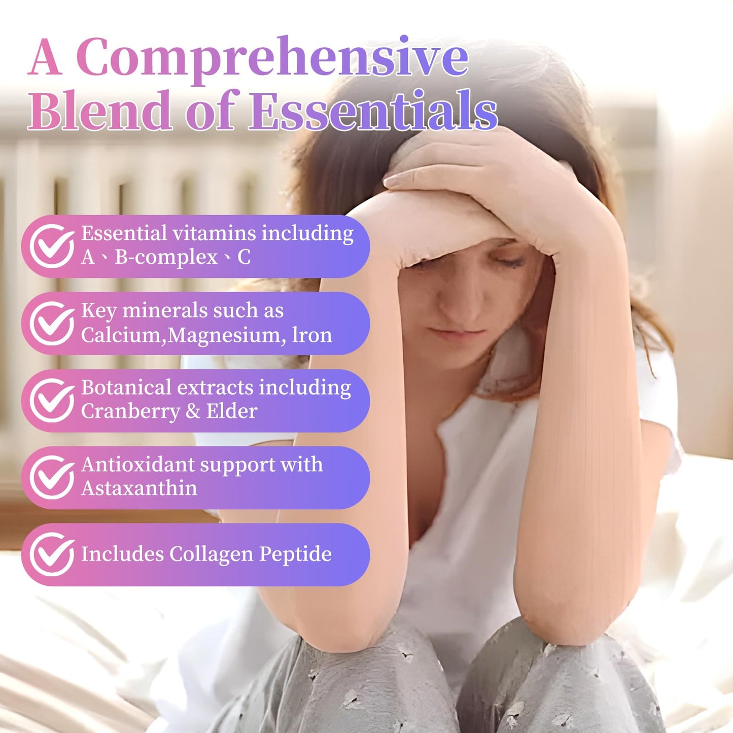 Koltyrine Women's Multivitamin 13-in-1 Complex with Biotin, Collagen & Keratin, Vitamins A, B Complex, C, D3, E & K2 Hair, Skin, Nails & Energy Support, 60 Capsules