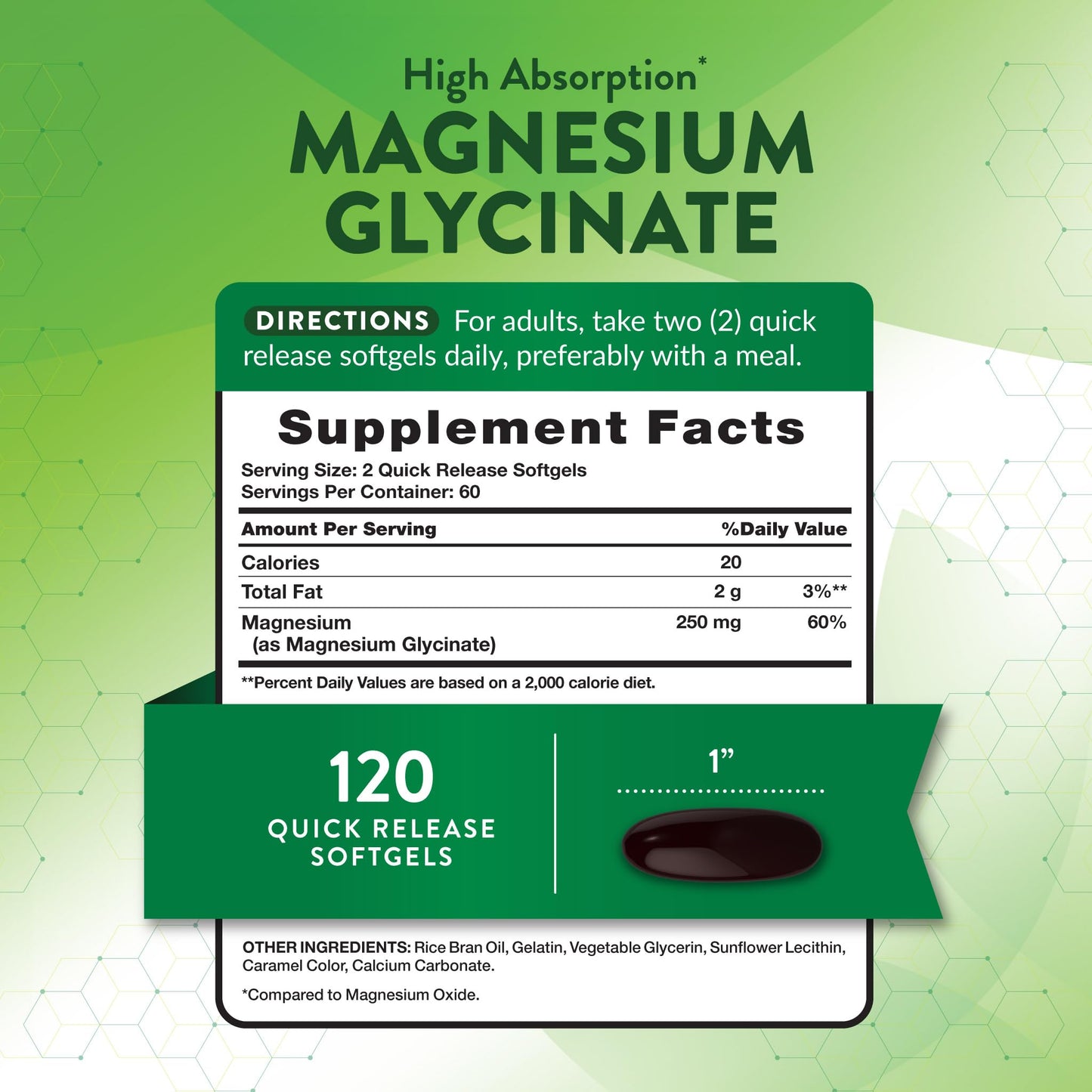Nature's Truth Magnesium Glycinate 250mg Softgels 120 Count