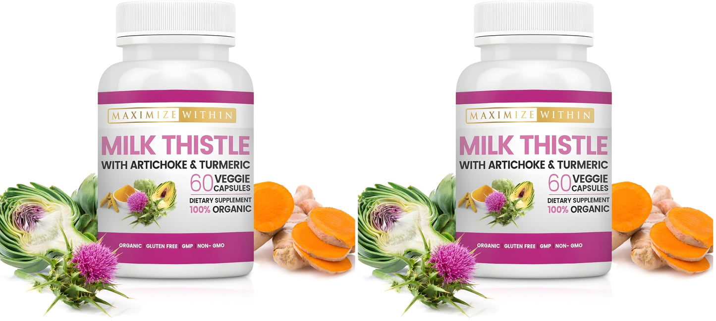 Maximize Within Milk Thistle with Artichoke & Turmeric Supplement Capsule, 2-Pack