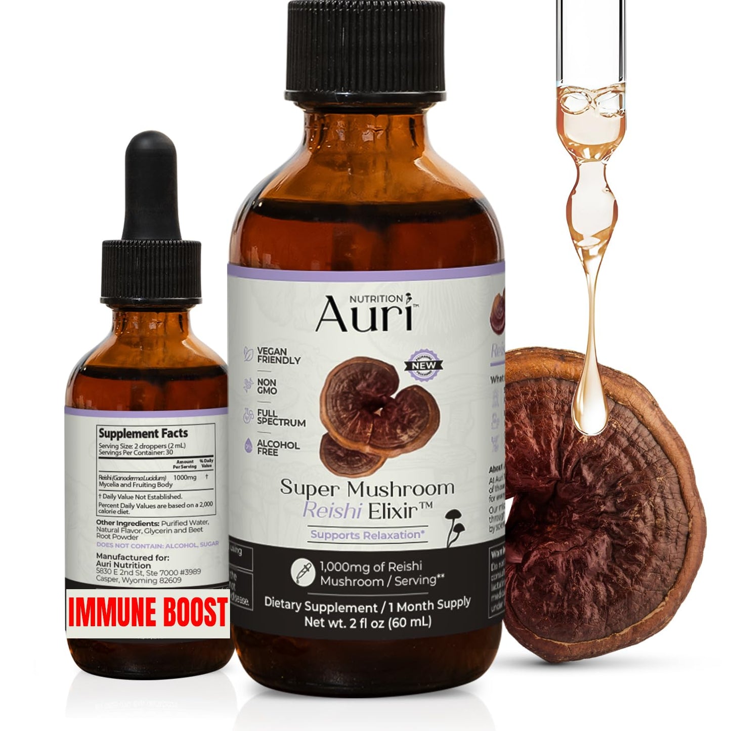 Auri Reishi Super Mushroom Elixir Capsules 72 Count