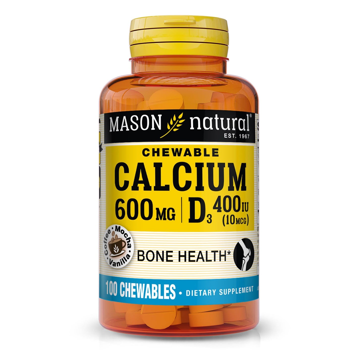 Mason Natural Calcium 600 mg with Vitamin D3 Chewables, 100 Count