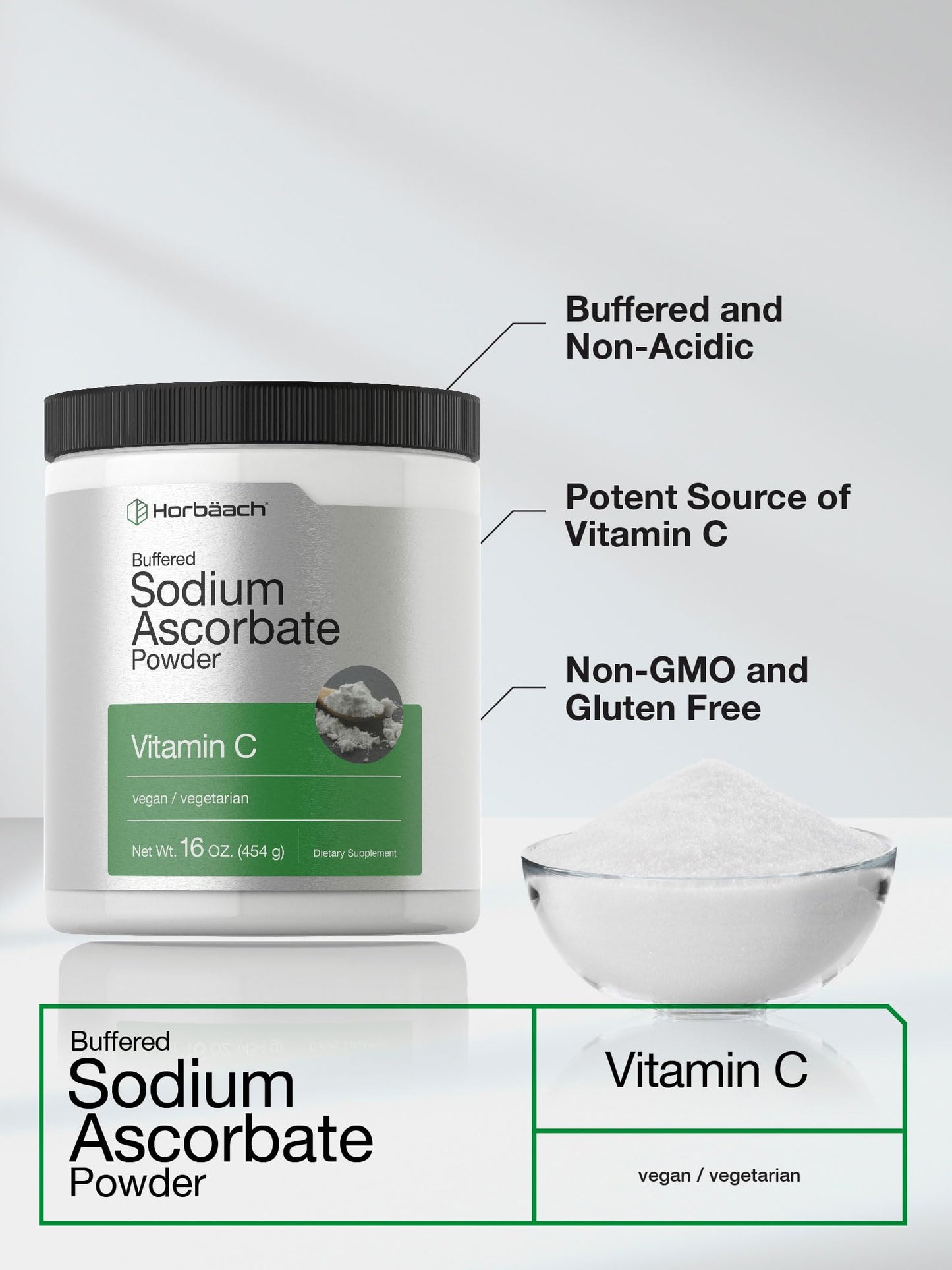 Horbäach Sodium Ascorbate Powder 16 oz