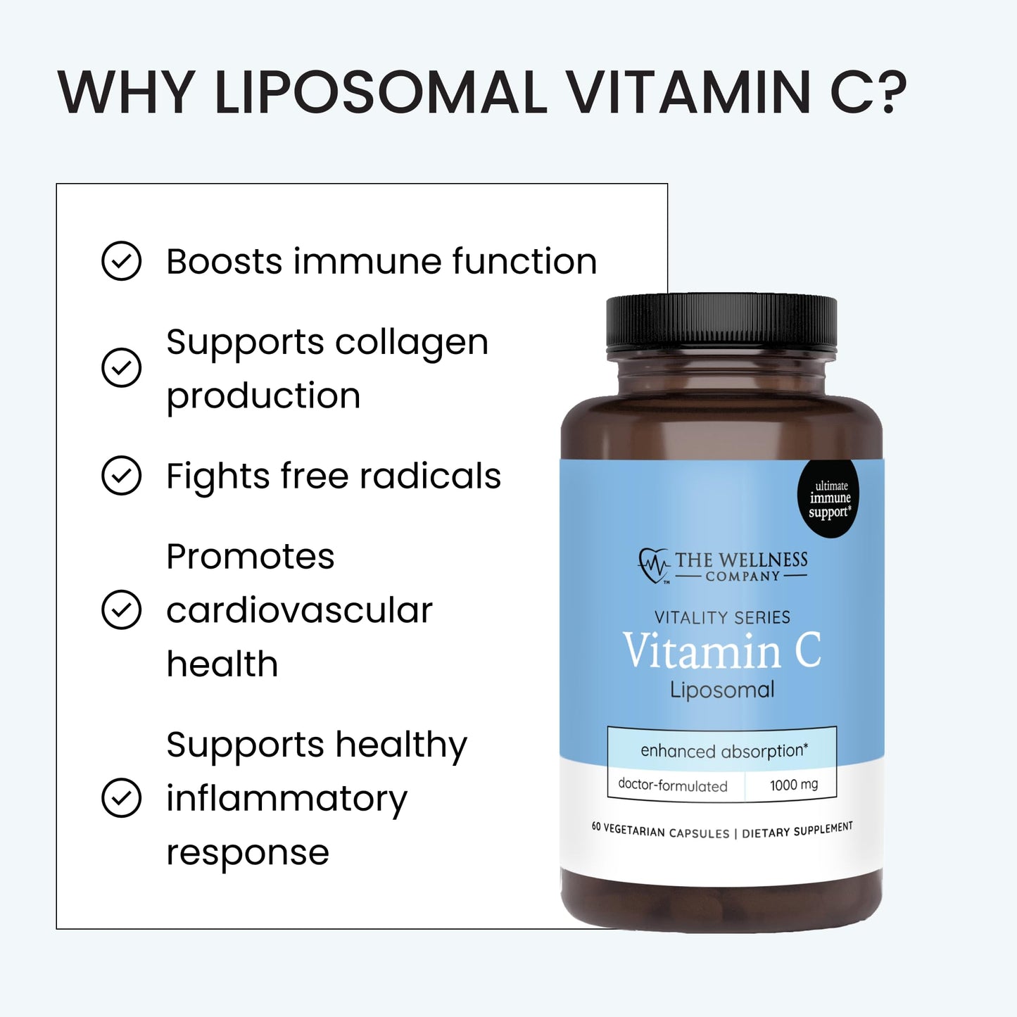 The Wellness Company Liposomal Vitamin C – Ultimate Absorption for Immune Support Capsule 60 Count