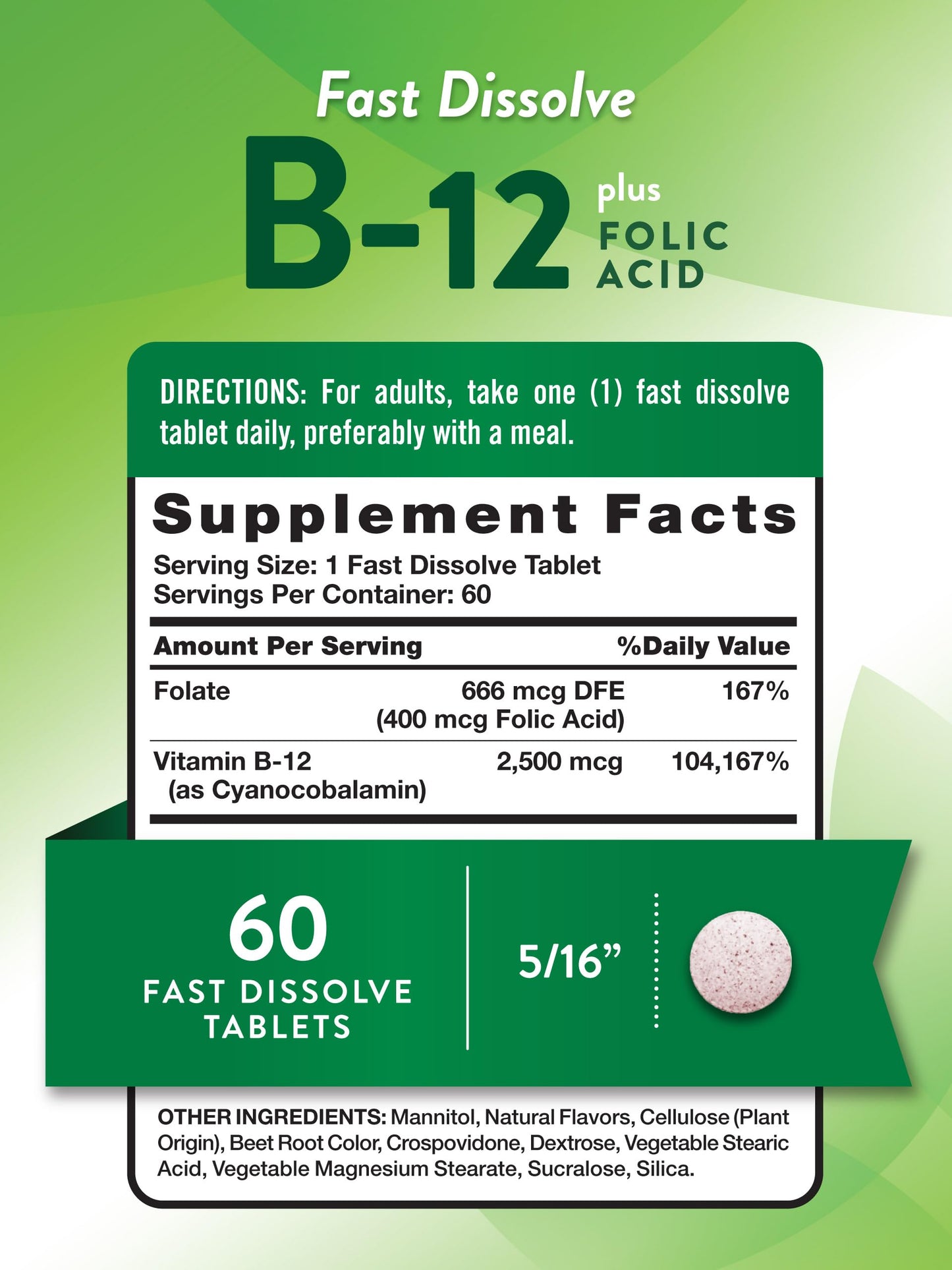 Nature's Truth Vitamin B12 Tablets, 60 Count