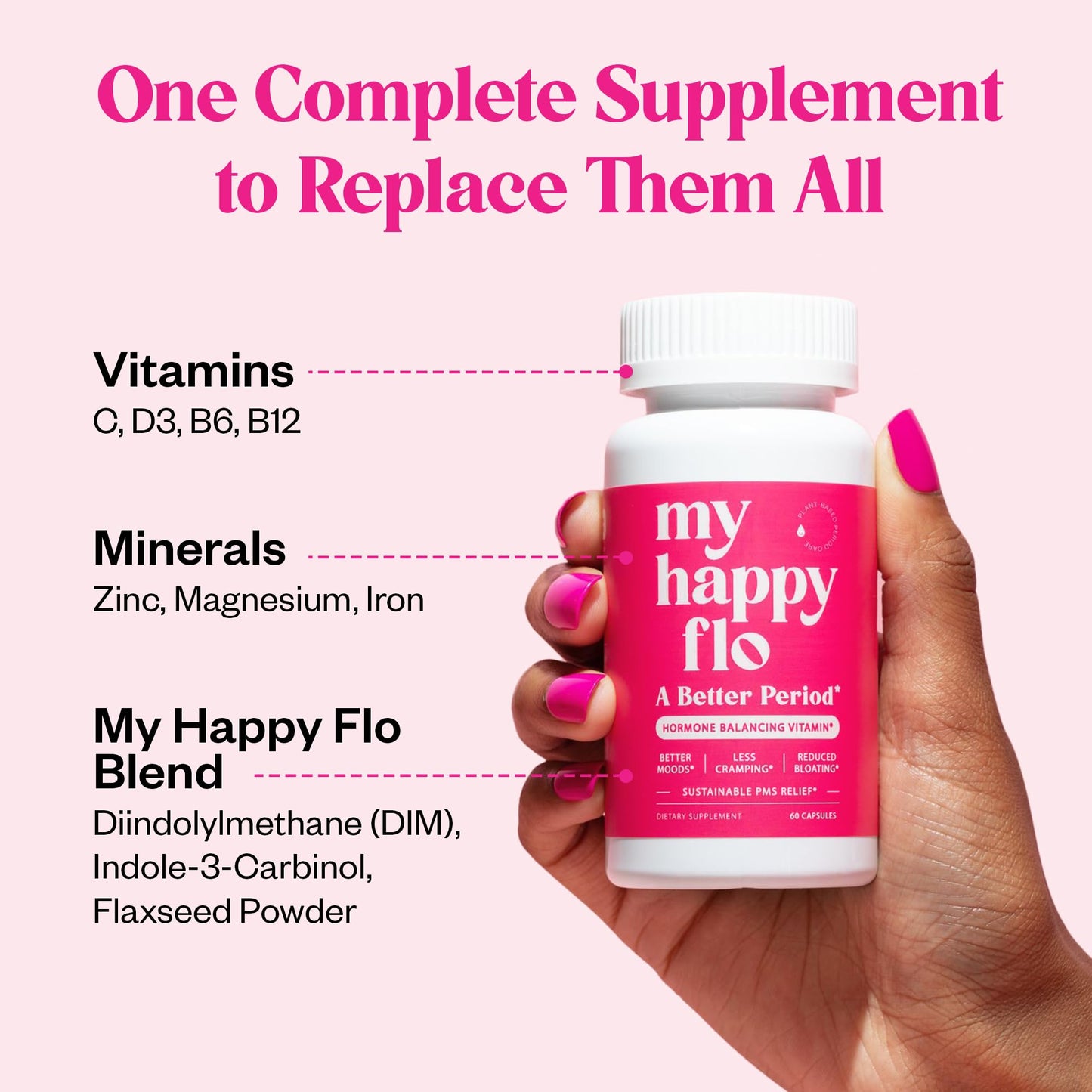 My Happy Flo Heavy Period Relief Supplement, Cramps & Bloating, 60 Capsules
