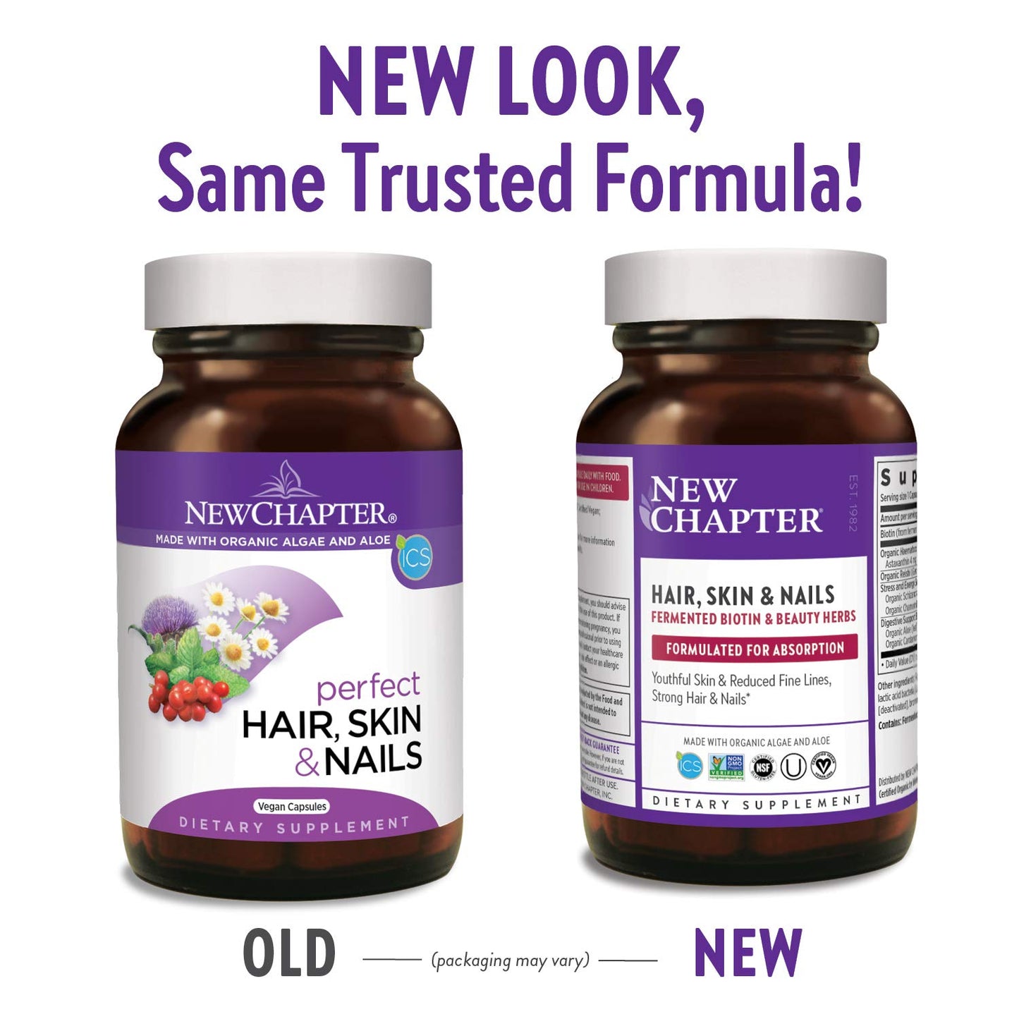 New Chapter Hair Skin & Nails Vitamins with Fermented Biotin+astaxanthin Vegetarian Capsule, 30 Count