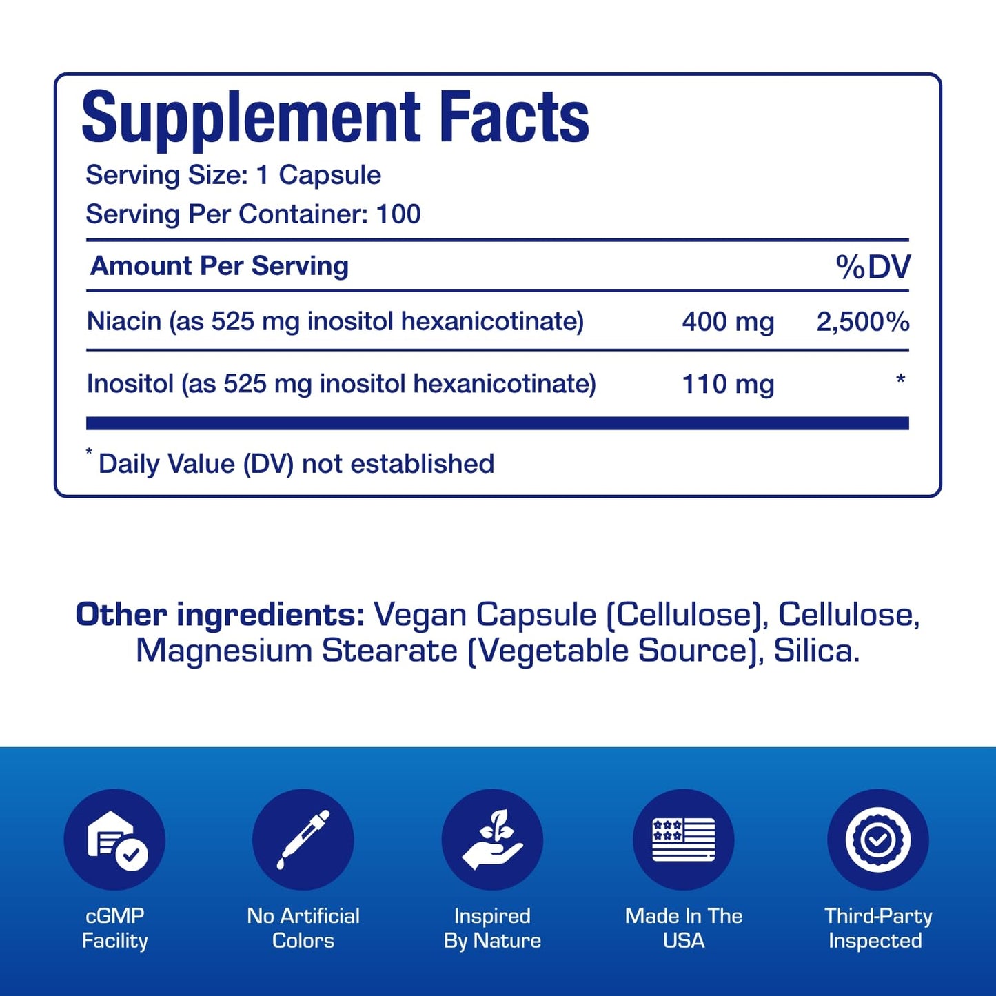 Anabolic Laboratories Flush Free Niacin Vitamin B3 High Absorption Capsules 100 Count