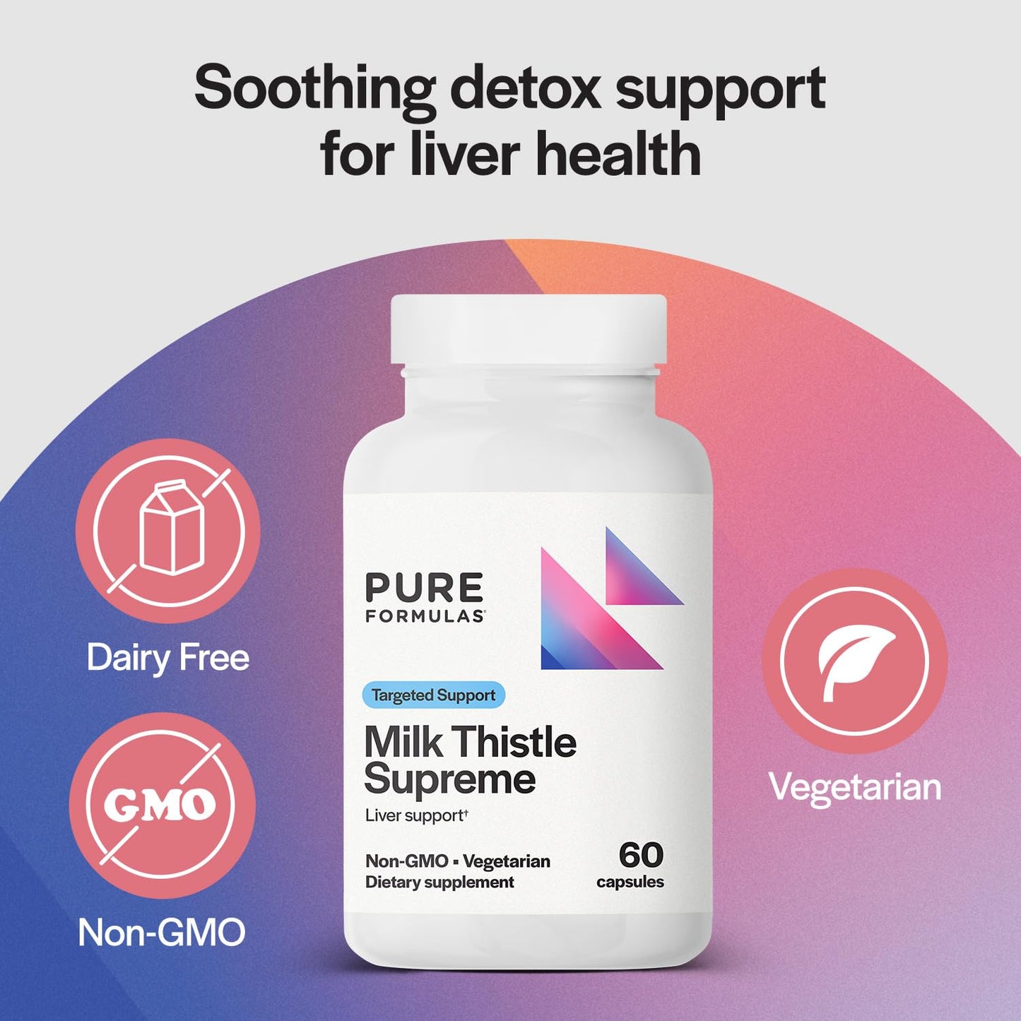 PureFormulas Milk Thistle Supreme 250 mg – Liver Health & Antioxidant Support – Non-GMO Vegetarian Capsules, 60 Count