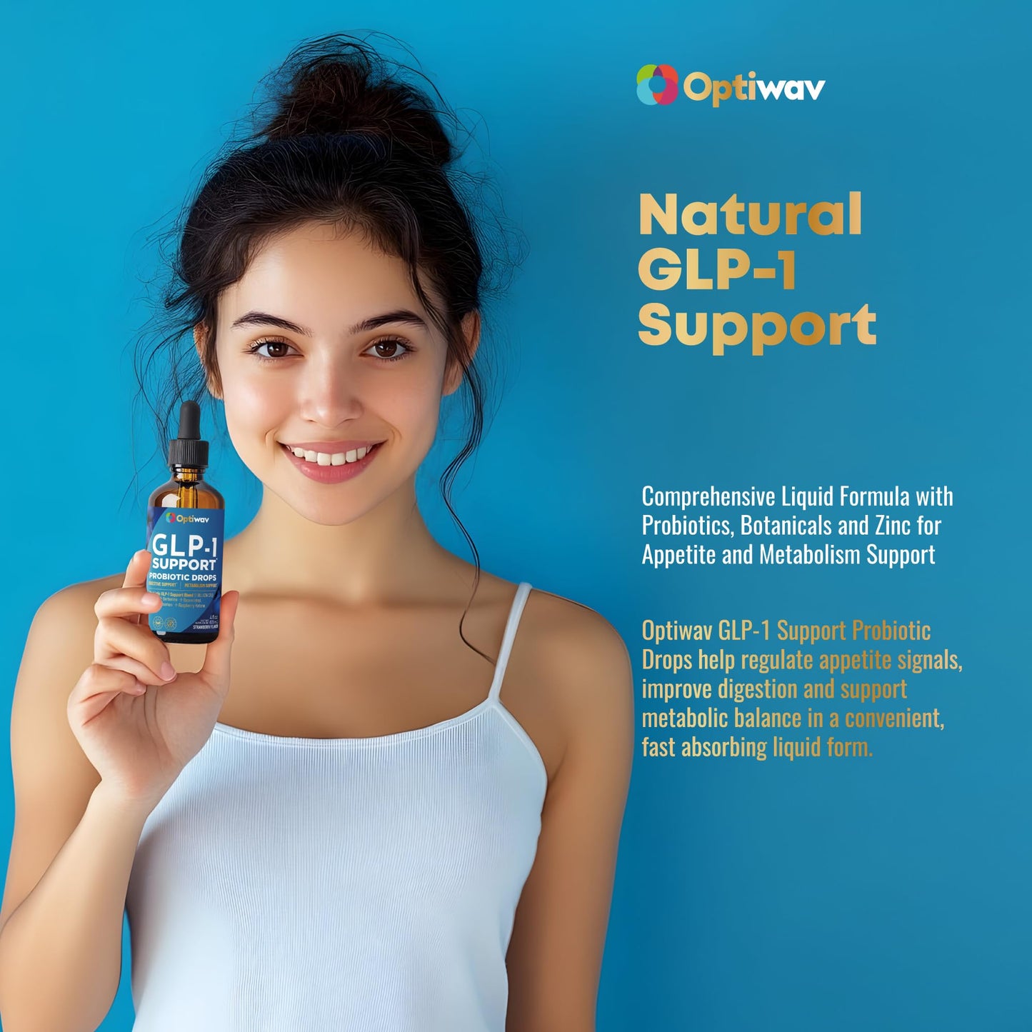 Optiwav GLP-1 Support Probiotic Supplement for Weight Loss Fat Burner Support Capsule, 4 Count