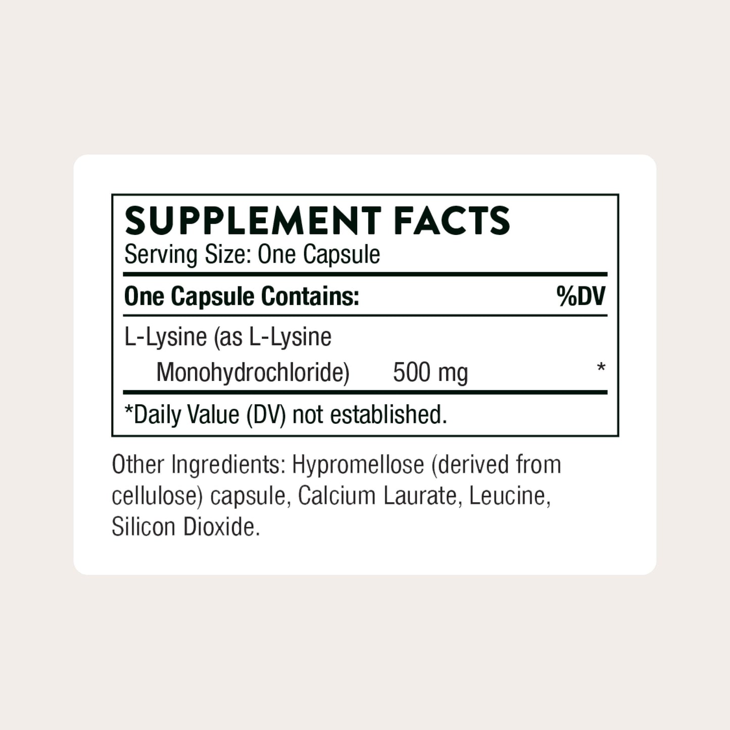 THORNE Lysine 500 mg L-Lysine Capsule, 60 Count