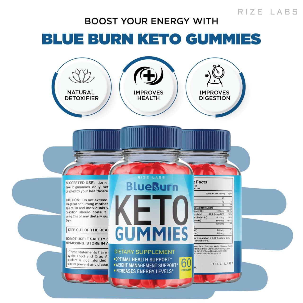 Rize Labs BlueBurn Keto Gummies, 180 Gummies
