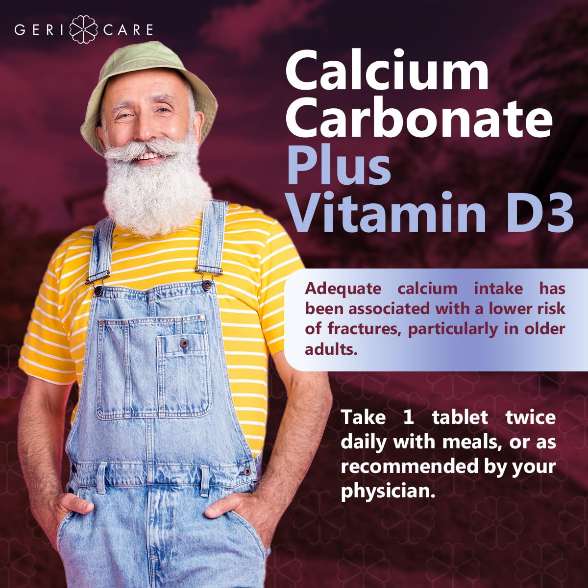 GeriCare Calcium 600mg Vitamin D 10mcg Tablets, 60 Count
