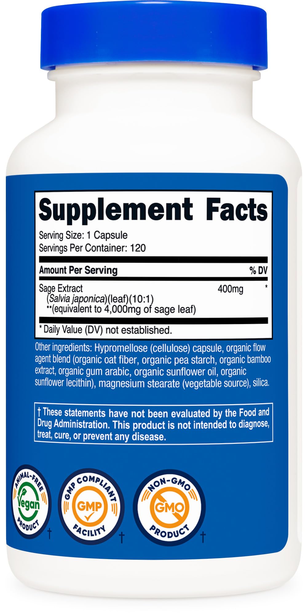 Nutricost Sage Extract Capsules 120 Count