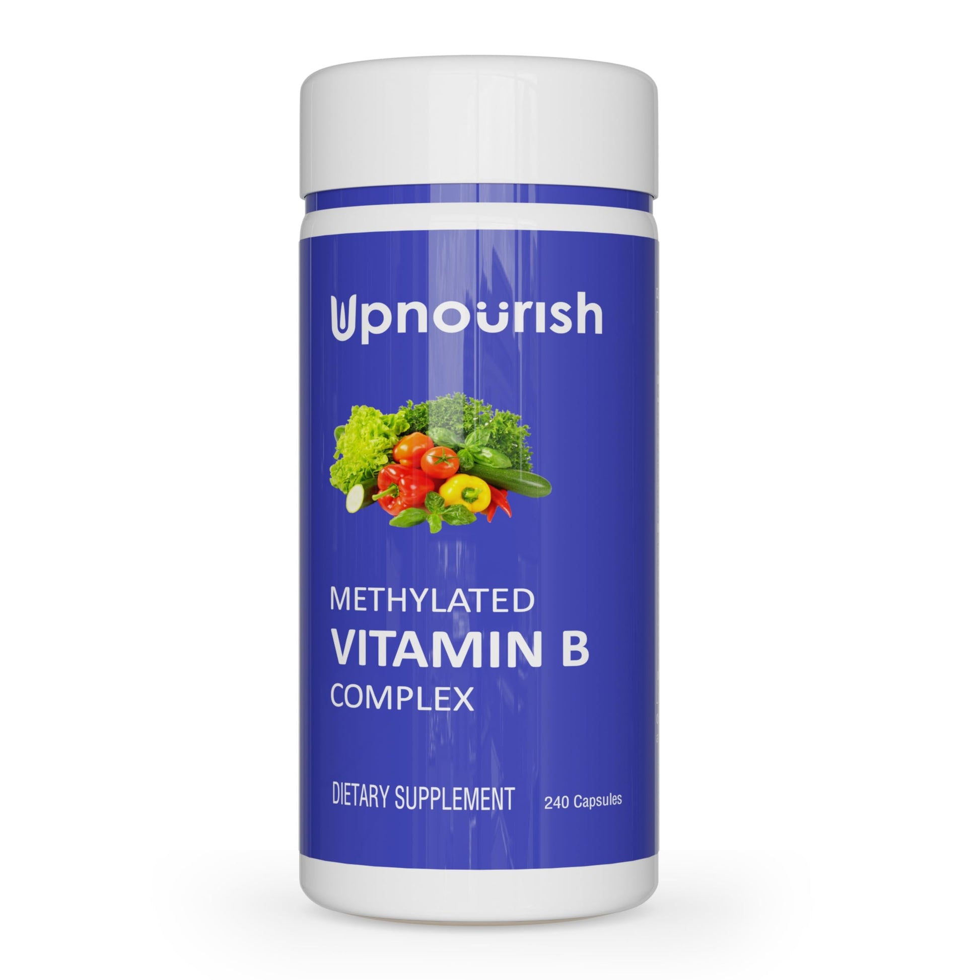UpNourish Methylated B Complex Vitamins for Women and Men 240 Capsules