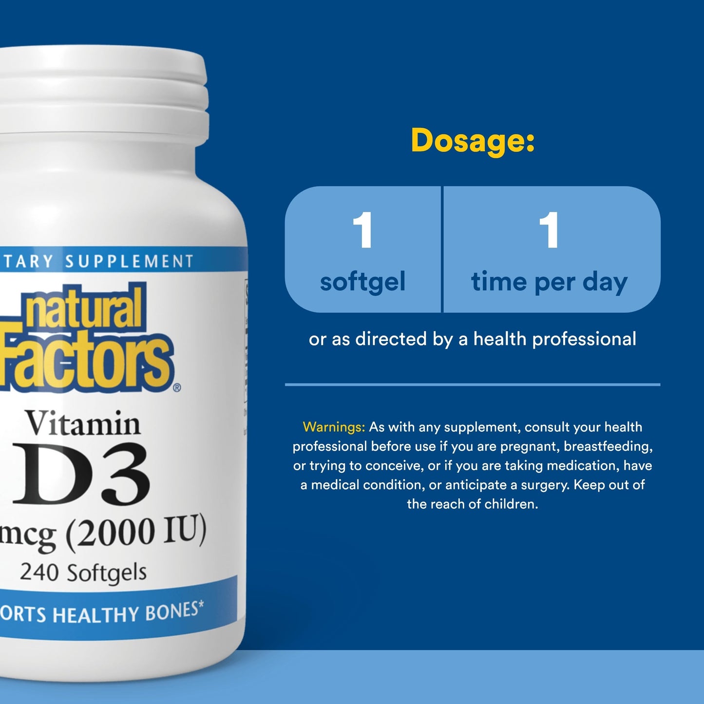 Natural Factors Vitamin D3 2000 IU Softgels 240 Count