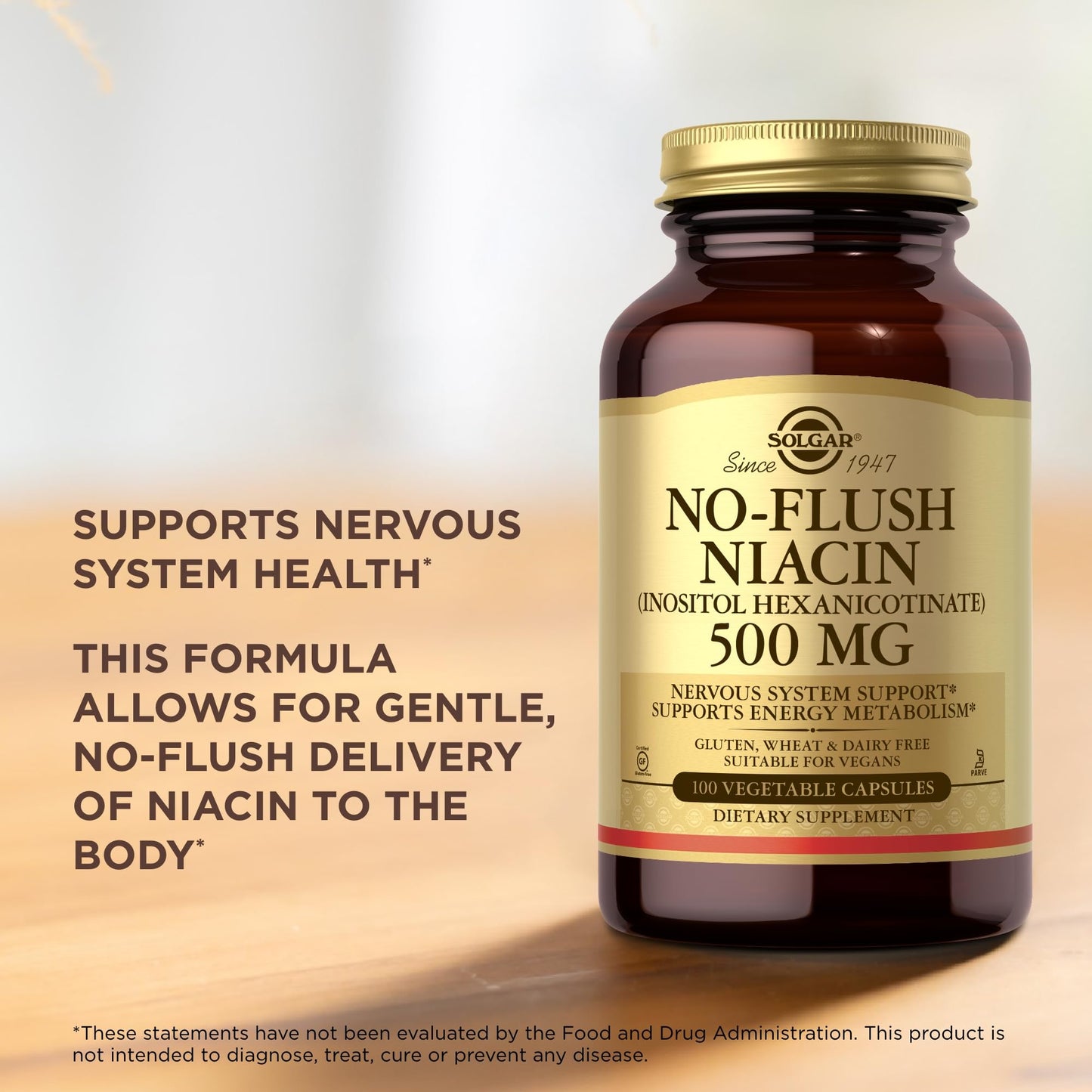 Solgar No-Flush Niacin 500mg Capsules, 100 Count