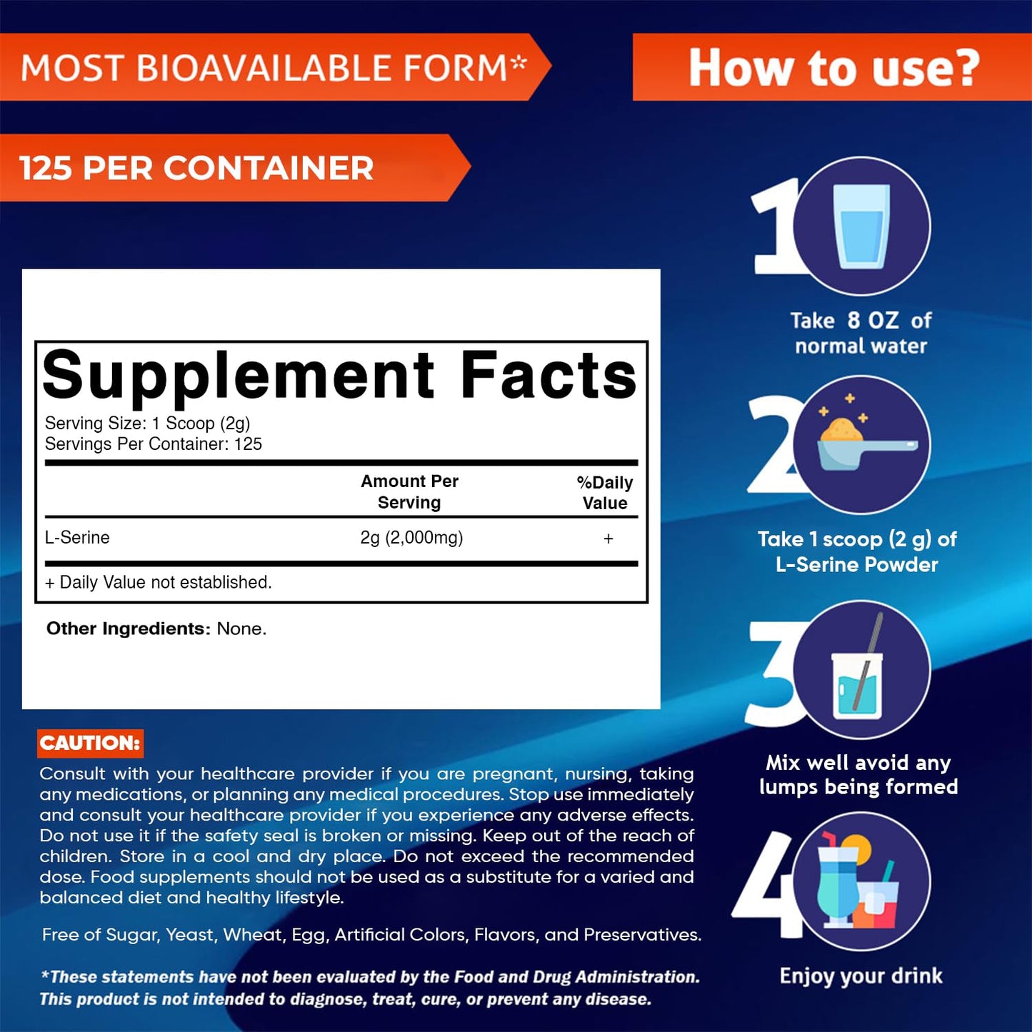 Vitamatic L-Serine Pure Powder 8.8 Ounce