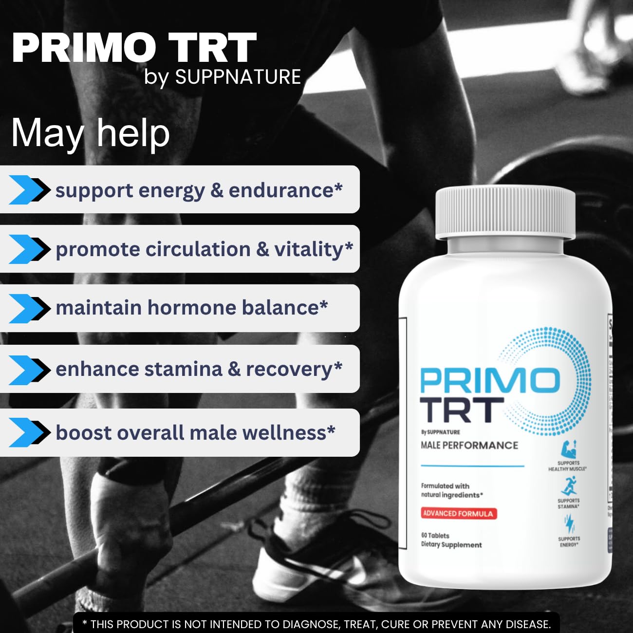 SuppNature Primo TRT Pills for Men Tablet 60 Count