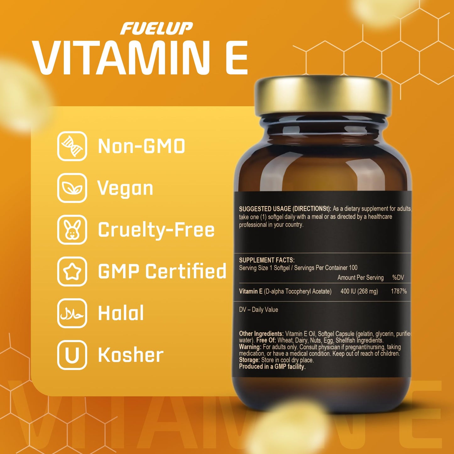 Fuelup Vitamin E 400 IU Softgels, 100 Count
