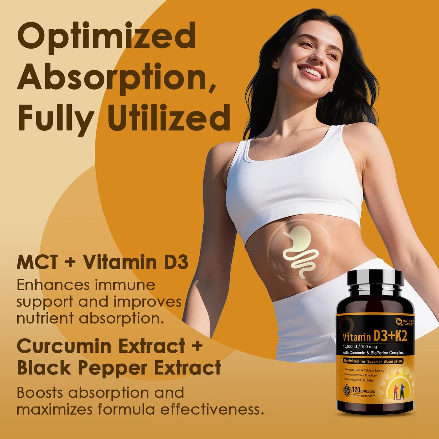 NATURE TARGET Vitamin D3 K2 Capsule 120 Count