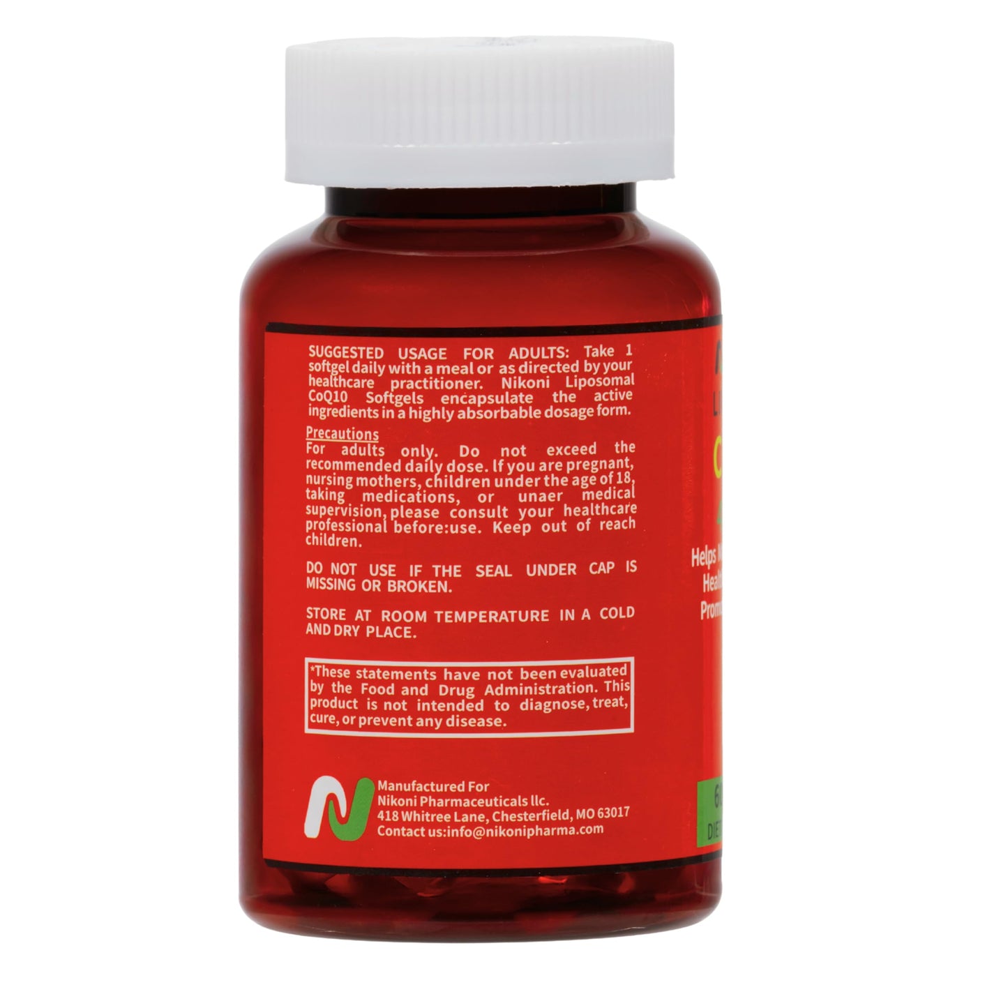 Nikoni Liposomal CoQ10 400 mg Softgel, 60 Softgels