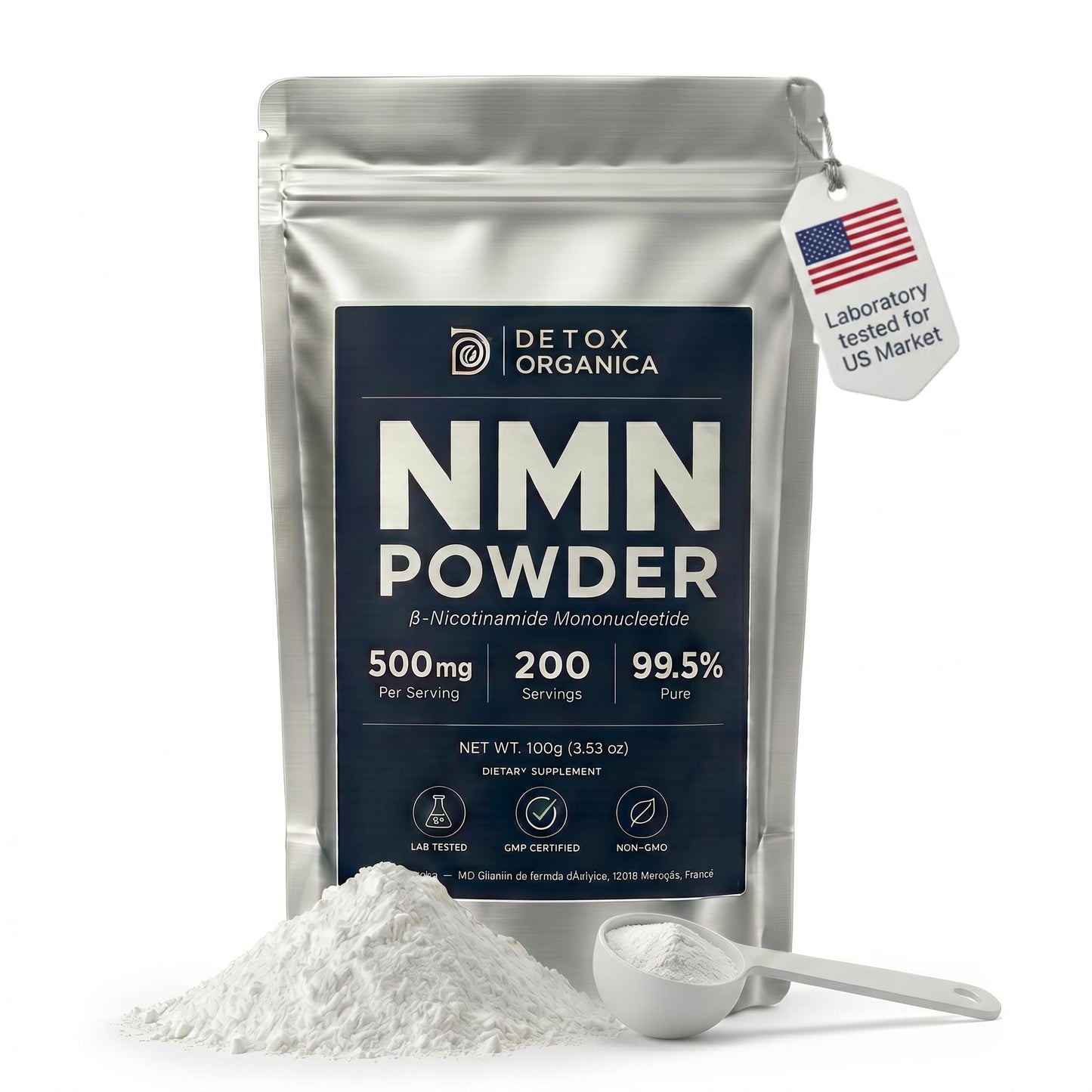 Detox Organica NMN Powder Supplement, Powder, 3.53 Ounce