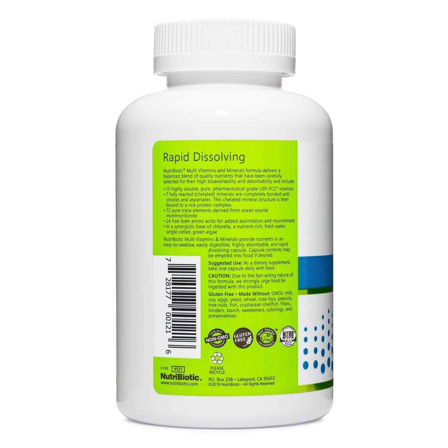 NutriBiotic Multi Vitamins & Minerals 180 Capsules