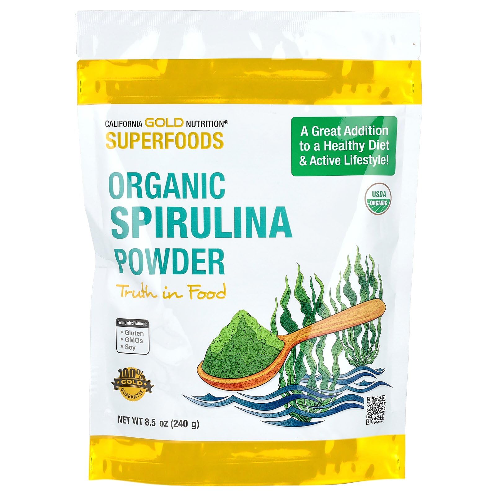 California Gold Nutrition Certified Organic Spirulina Powder, 8.5 oz