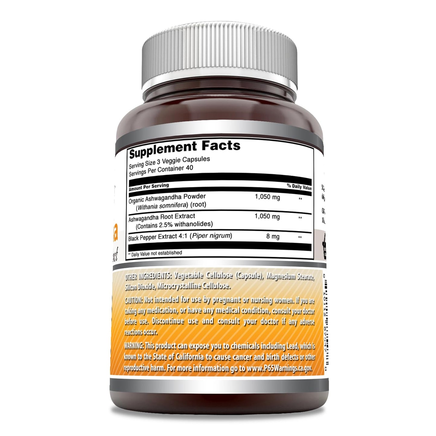 Amazing Nutrition Ashwagandha Root with Black Pepper Extract Supplement Capsule 1