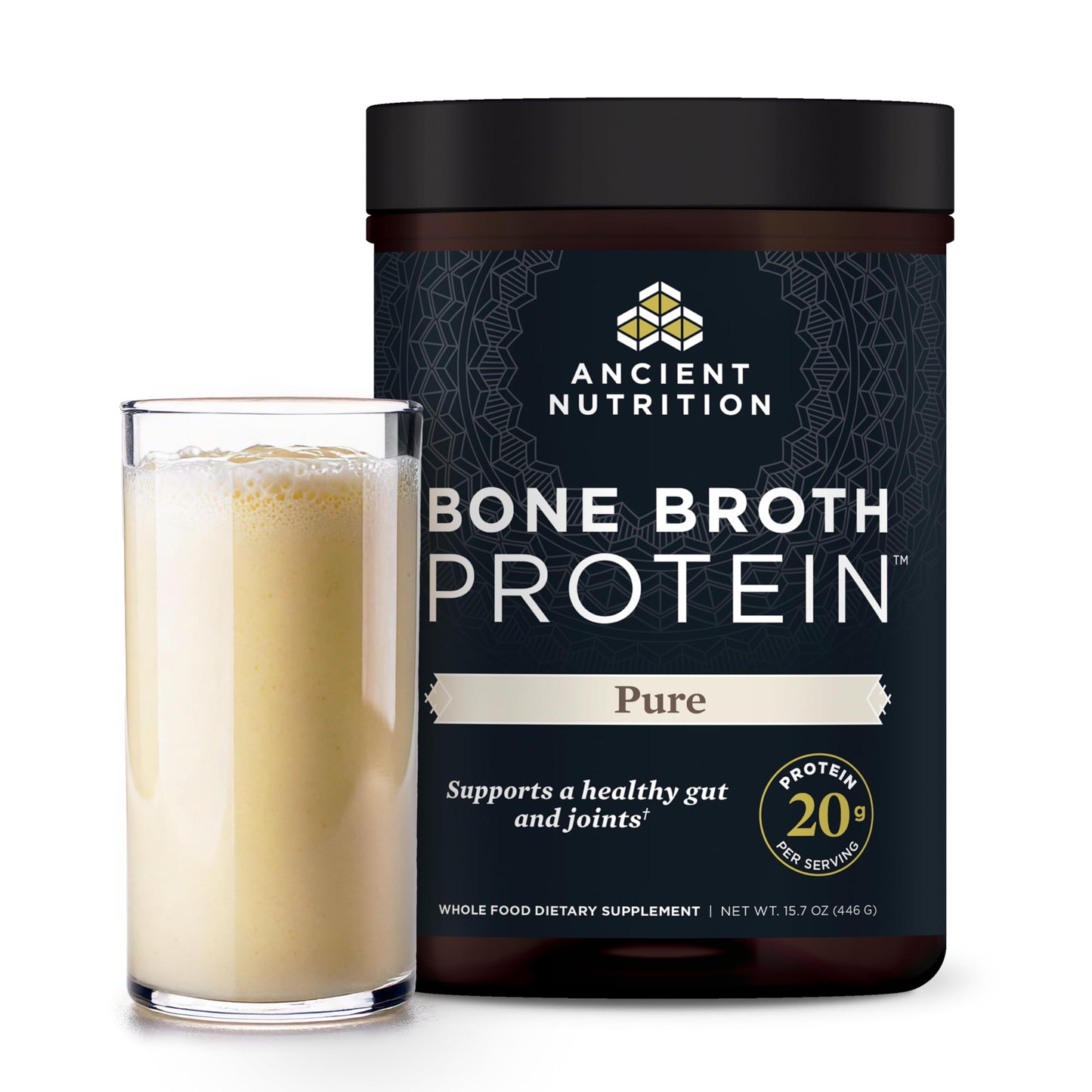 Ancient Nutrition Grass Fed & Cage Free Bone Broth Protein Powder, 20 Servings