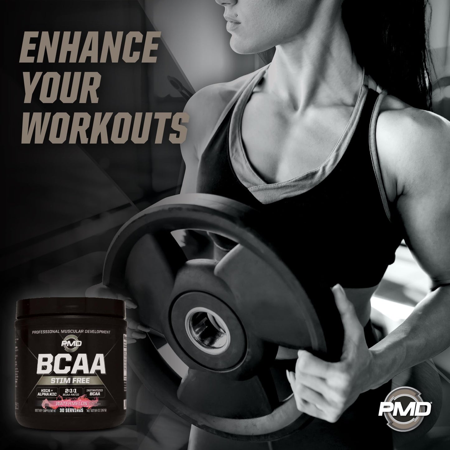 PMD Sports BCAA Stim-Free Amino Acids Watermelon Flavor Powder 9.2 Ounce