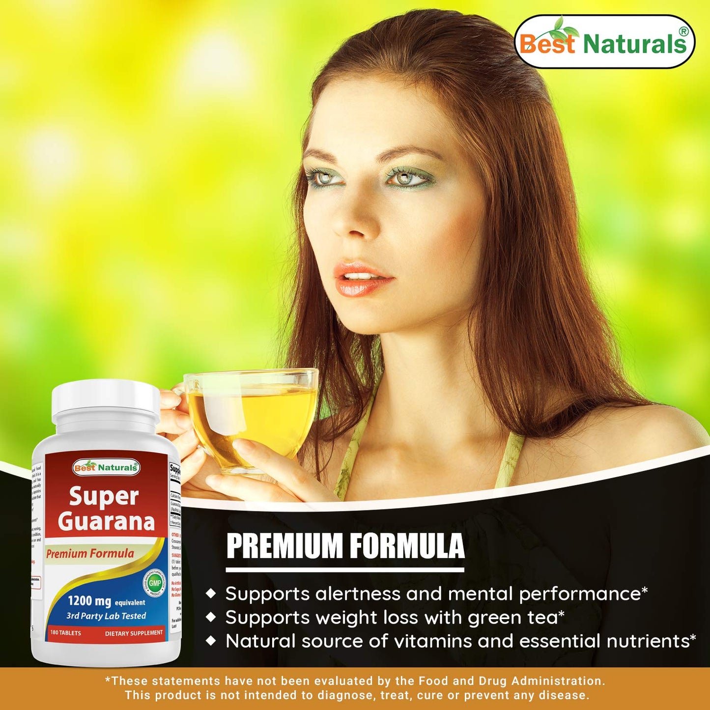 Best Naturals Guarana 1200 mg 180 Tablets