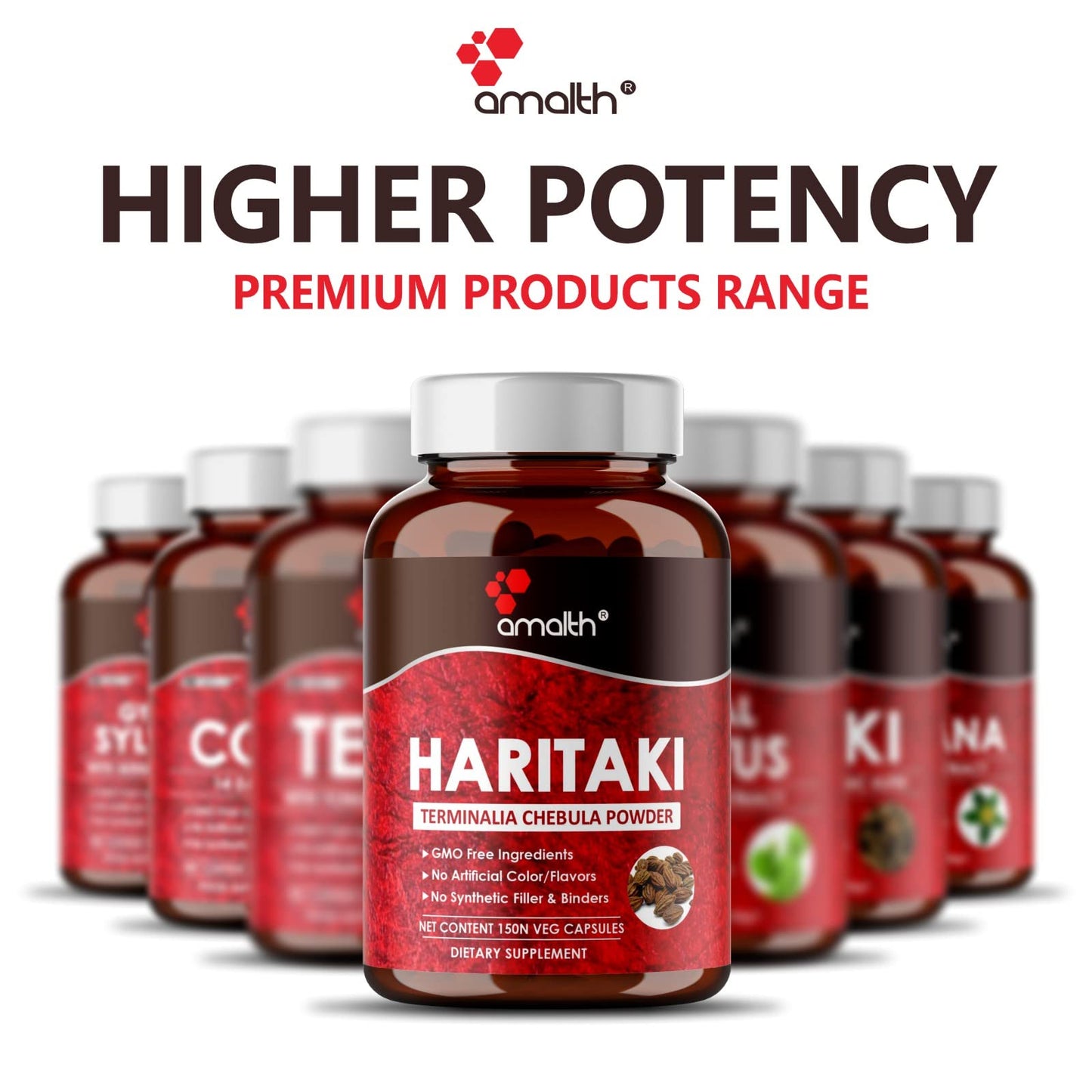 AMALTH Organic Indian Haritaki Capsules 150 Count