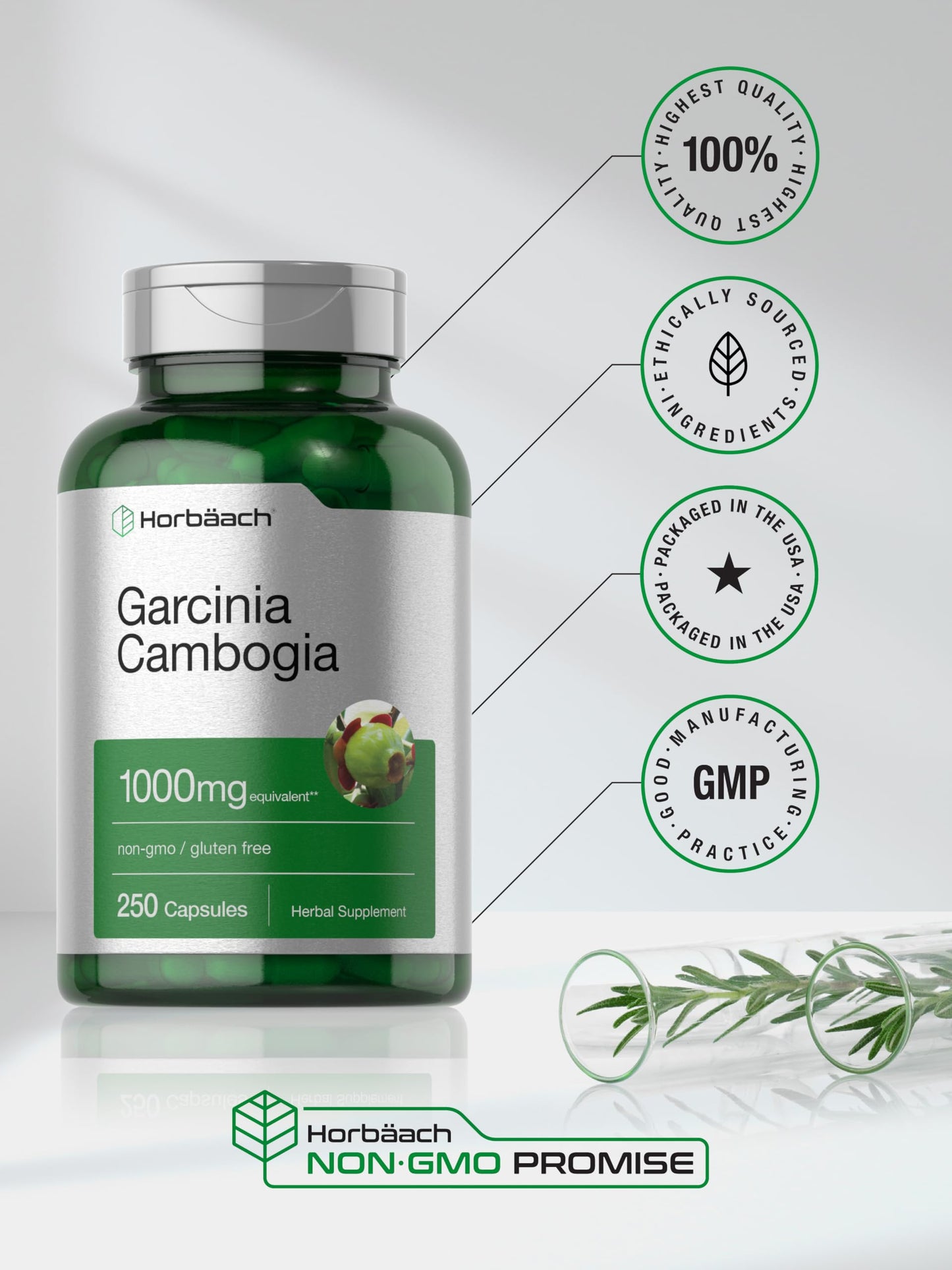 Horbäach Garcinia Cambogia Extract Capsules, 250 Count