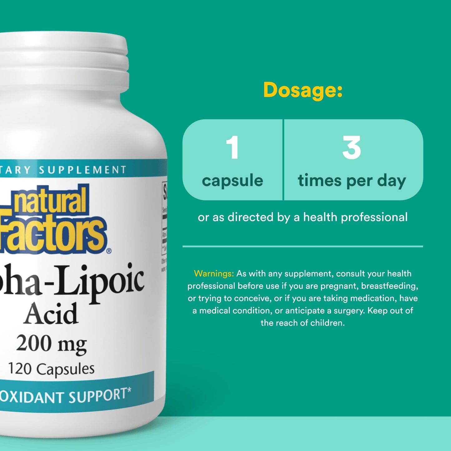 Natural Factors Alpha-Lipoic Acid 200 mg Capsule, 120 Capsules