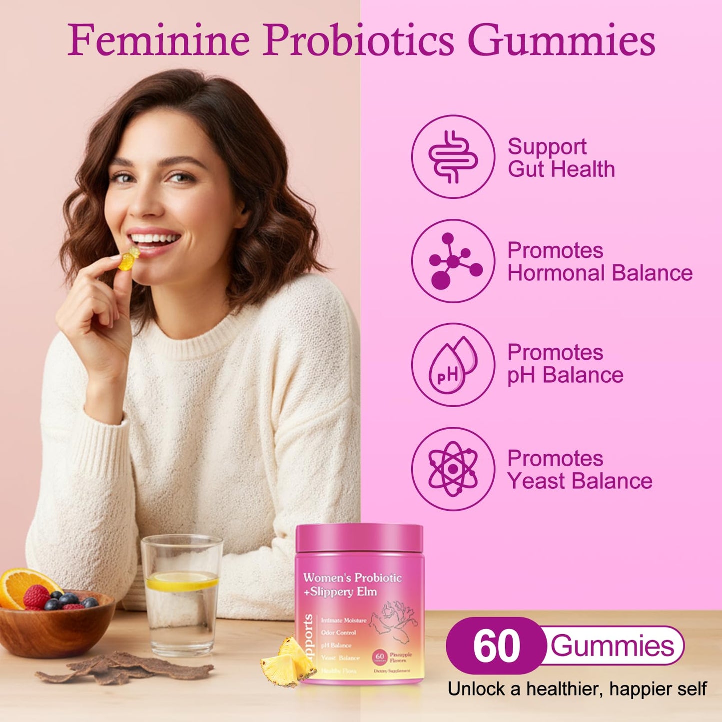 Dmtdnid Her Juicy Feminine Probiotics for Women 60 Gummies