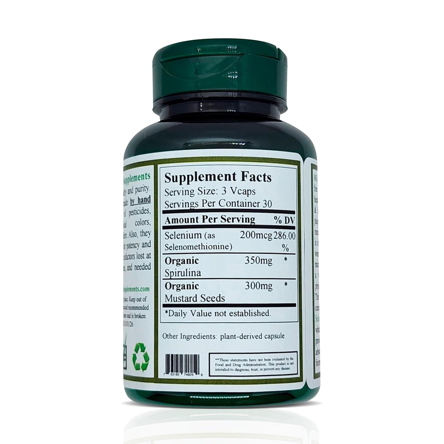 Green Organic Supplements Selenium Seleno-Methionine Capsule 1 Count