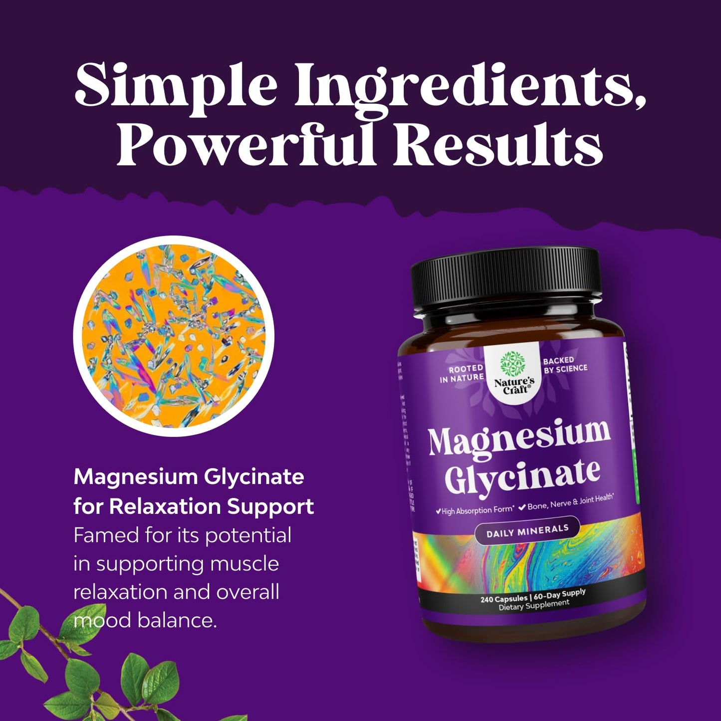 Natures Craft Magnesium Glycinate 500mg Capsules, 240 Count