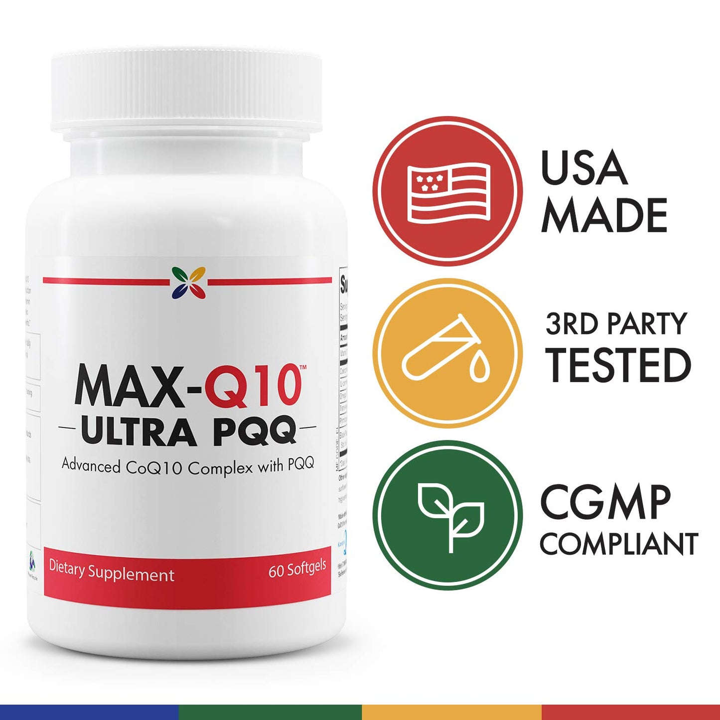 Stop Aging Now MAX-Q10 ULTRA CoQ10 with BioPQQ - Advanced CoQ10 Complex with PQQ Softgels, 60 Count