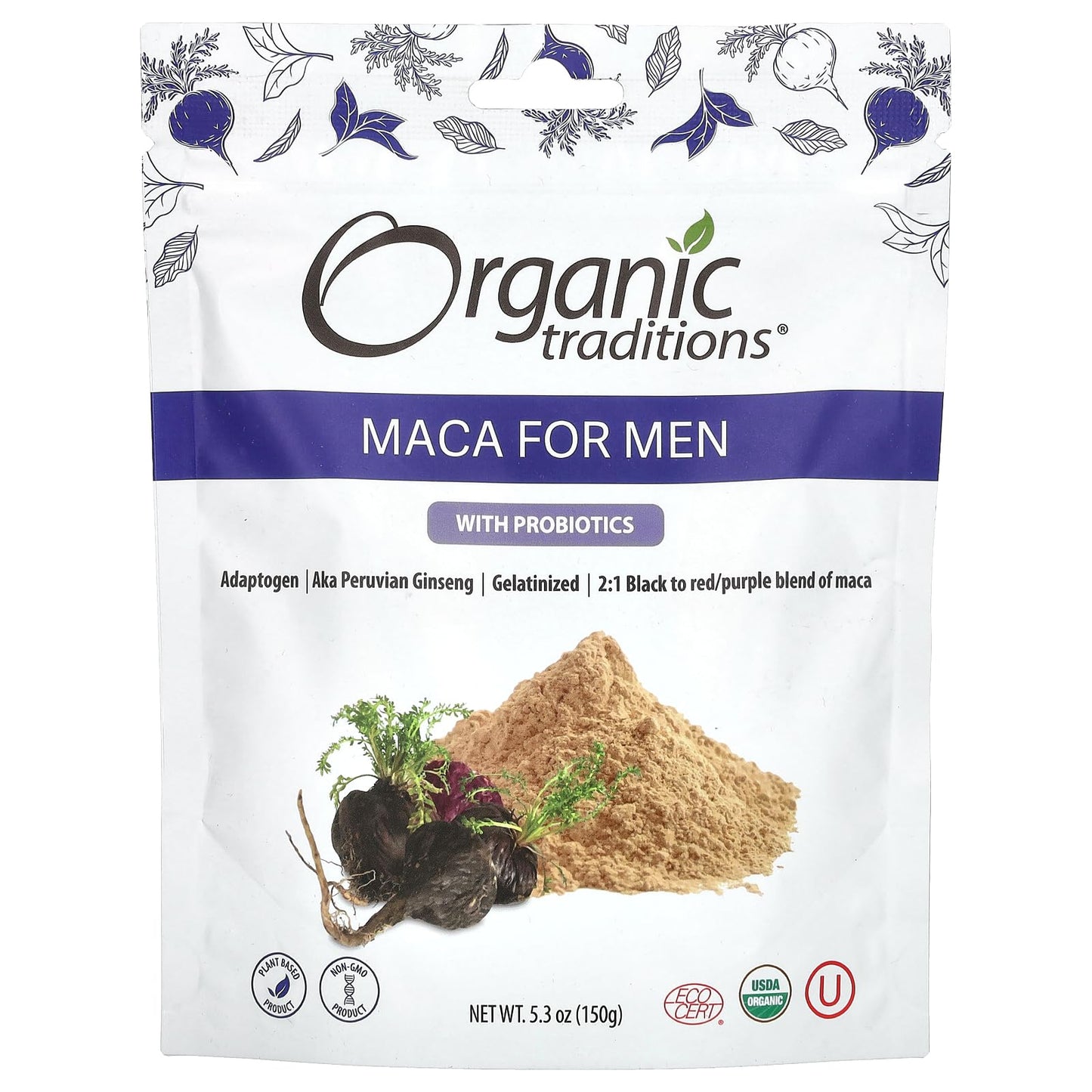 Organic Traditions Maca for Men with Probiotics Powder, 1 Count