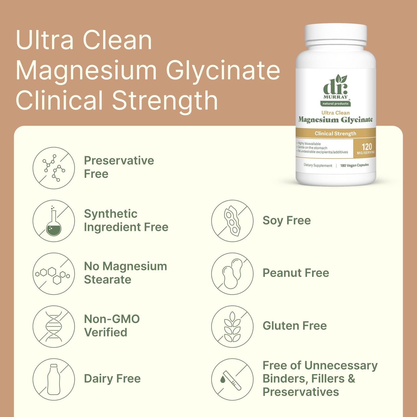 Dr. Murray Natural Products Magnesium Glycinate Capsules 180 Capsules