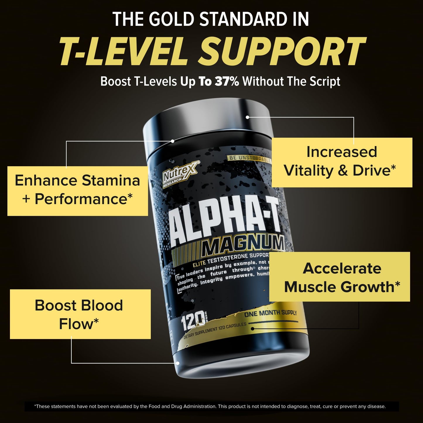 Nutrex Research Alpha-T Magnum Testosterone Support Capsules 120