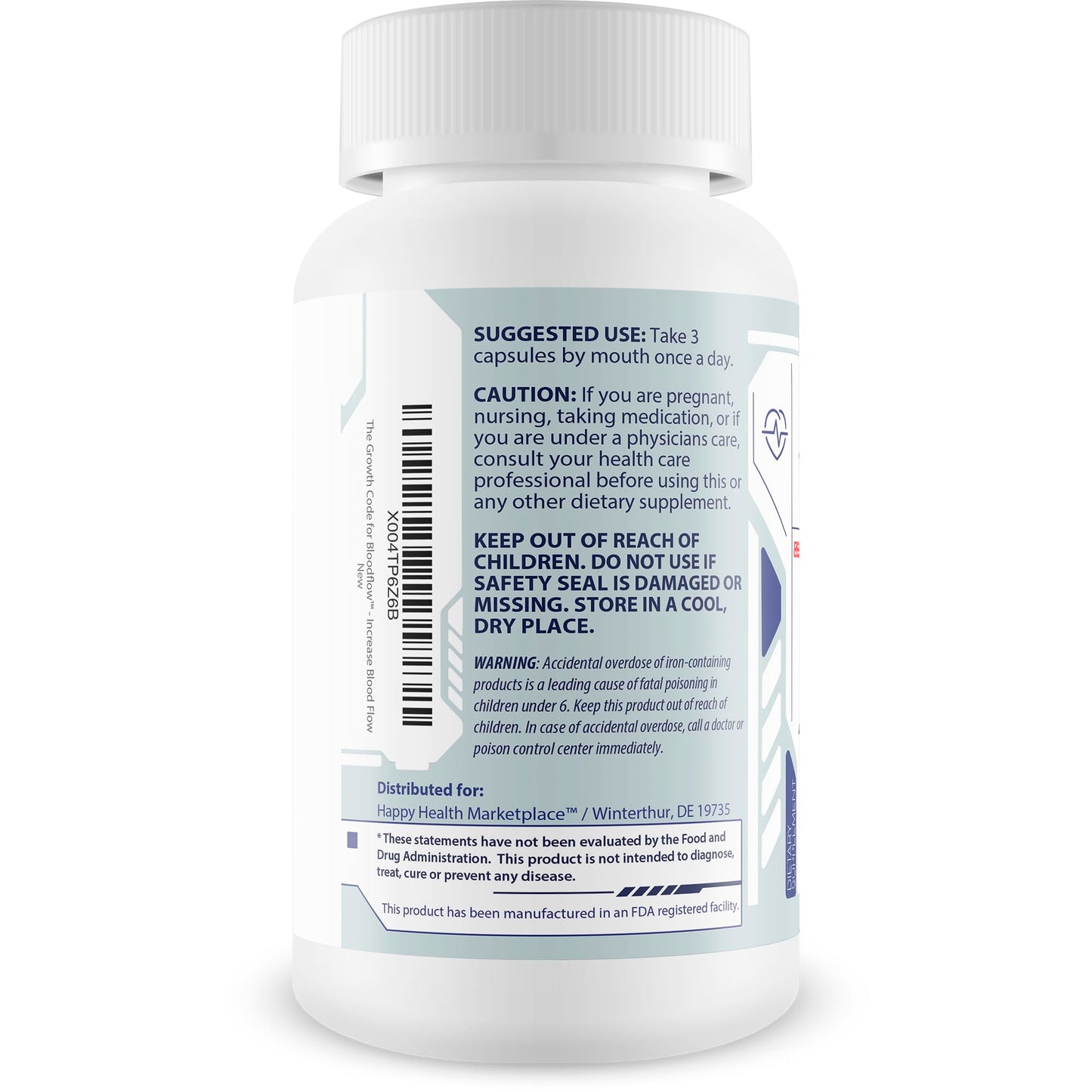Happy Health Marketplace The Growth Code For Bloodflow Capsules 90 Count