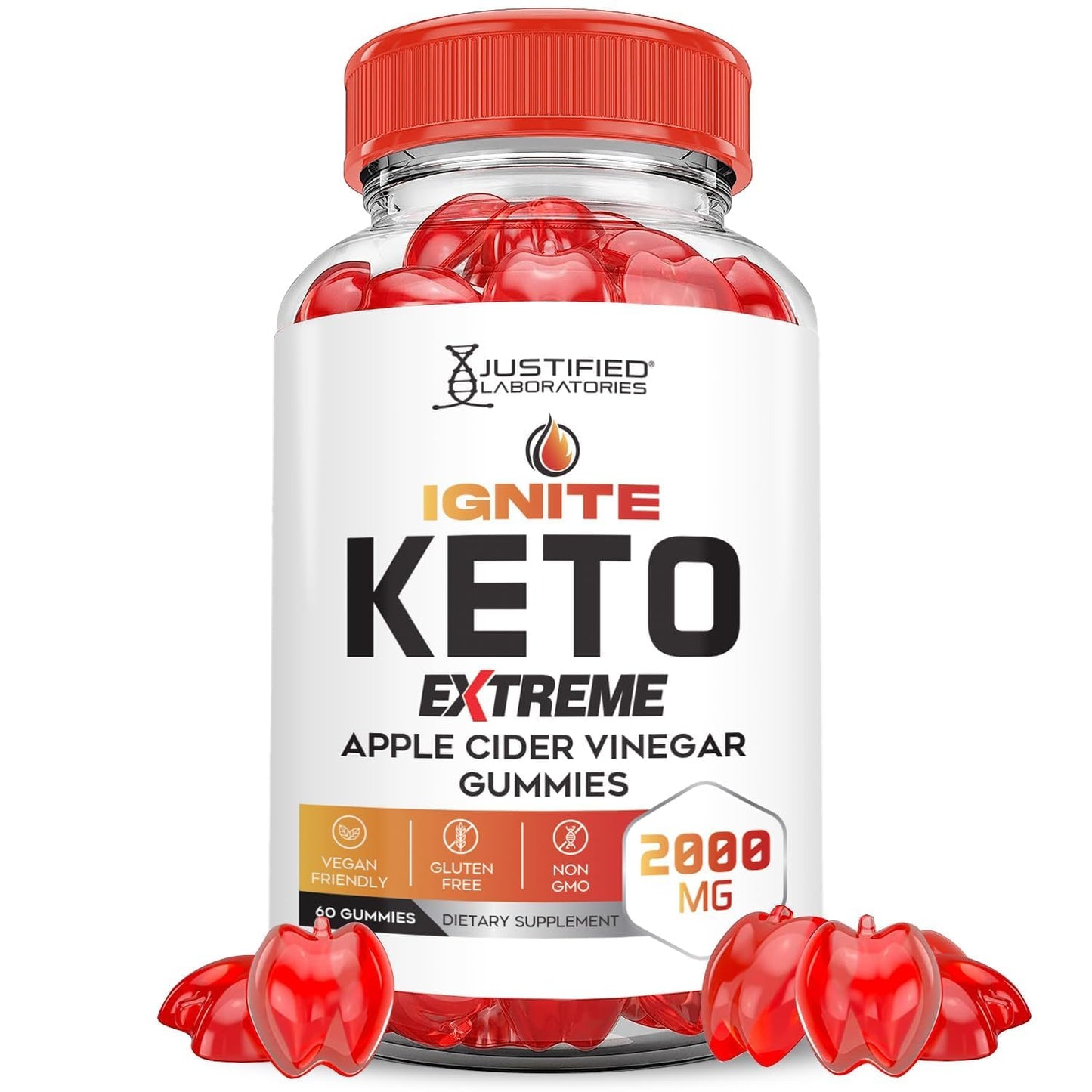 Justified Laboratories Ignite Keto ACV Gummies Extreme 2000MG, 60 Gummies
