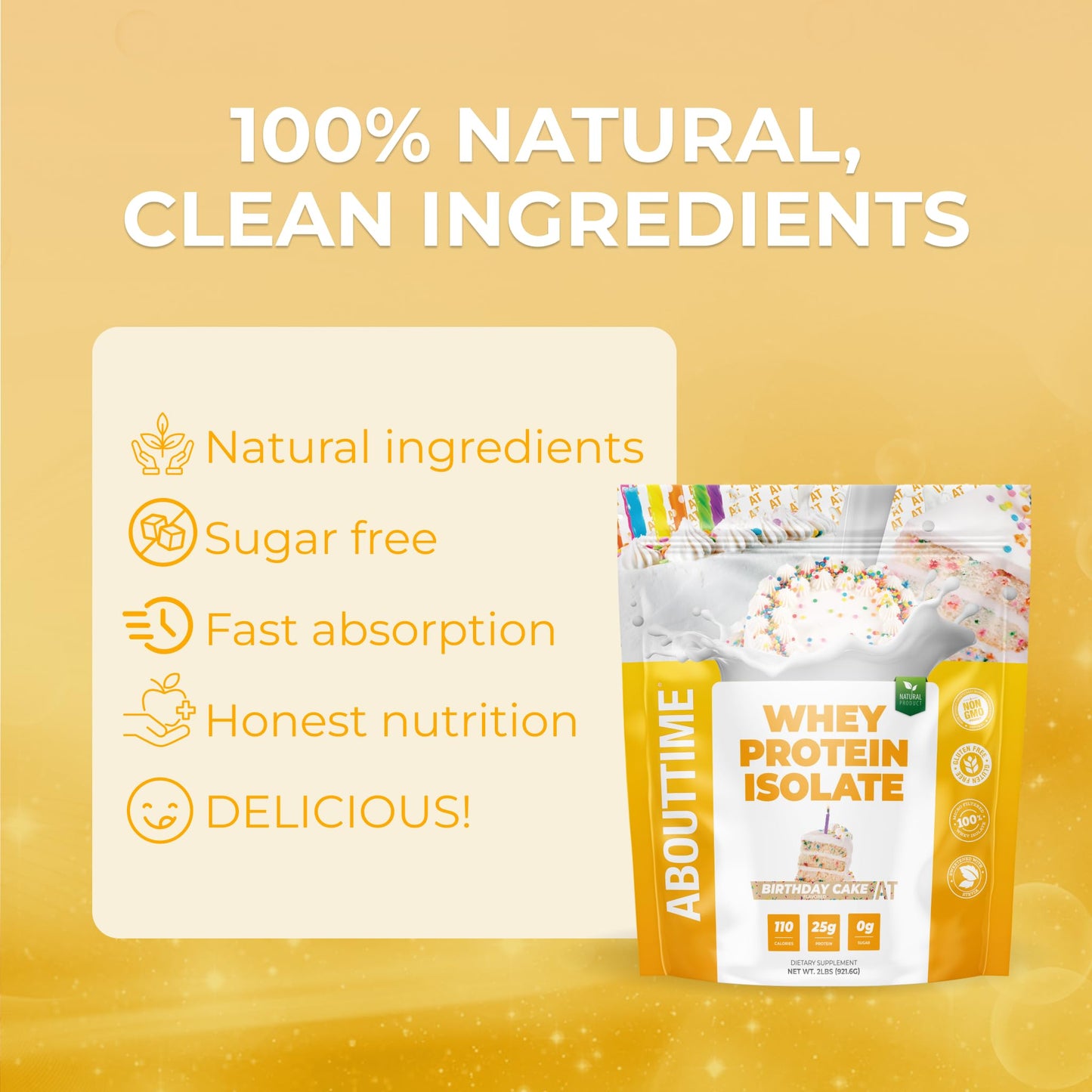About Time Whey Protein Isolate Powder Birthday Cake 25g, 32 Servings